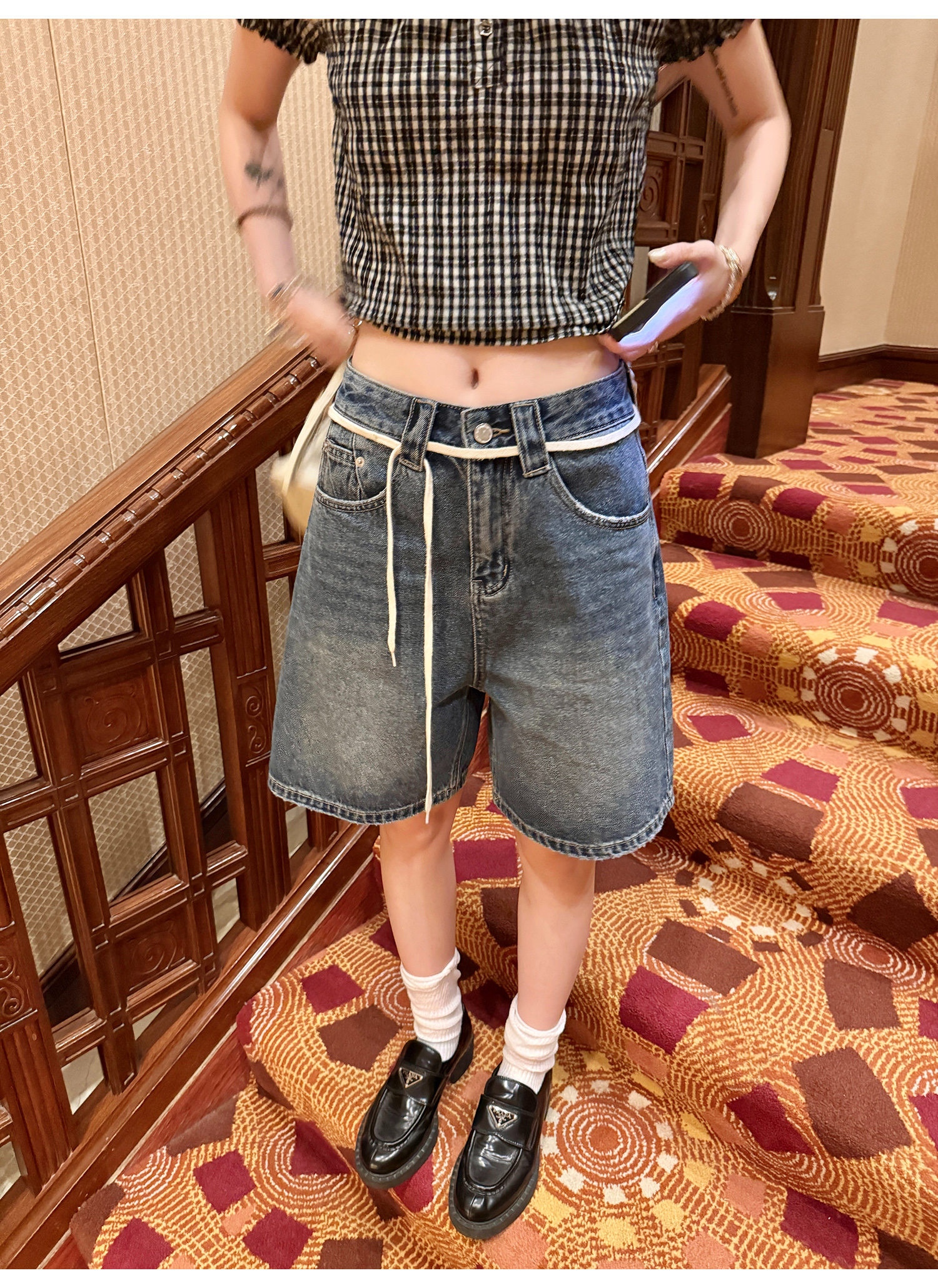 LelyMooch デニムパンツ5分丈｜2色展開  LEM199