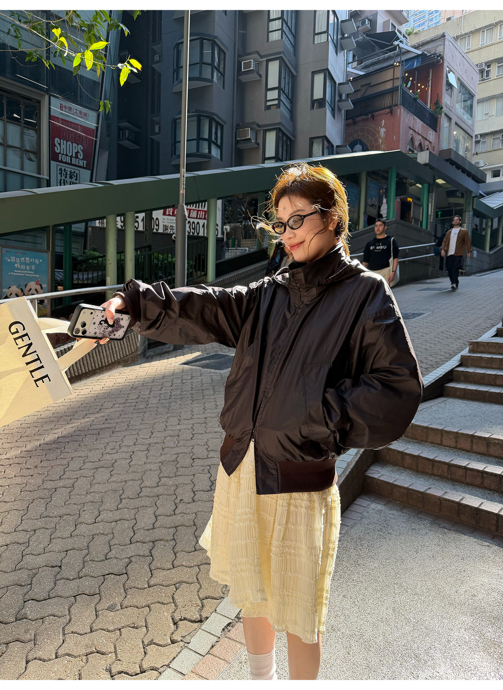 LelyMooch 取り外しフード付き スタンドカラージャケット  LEM325