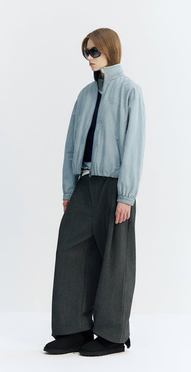 リヨセル混　不規則前立て ワイドパンツ LOM046