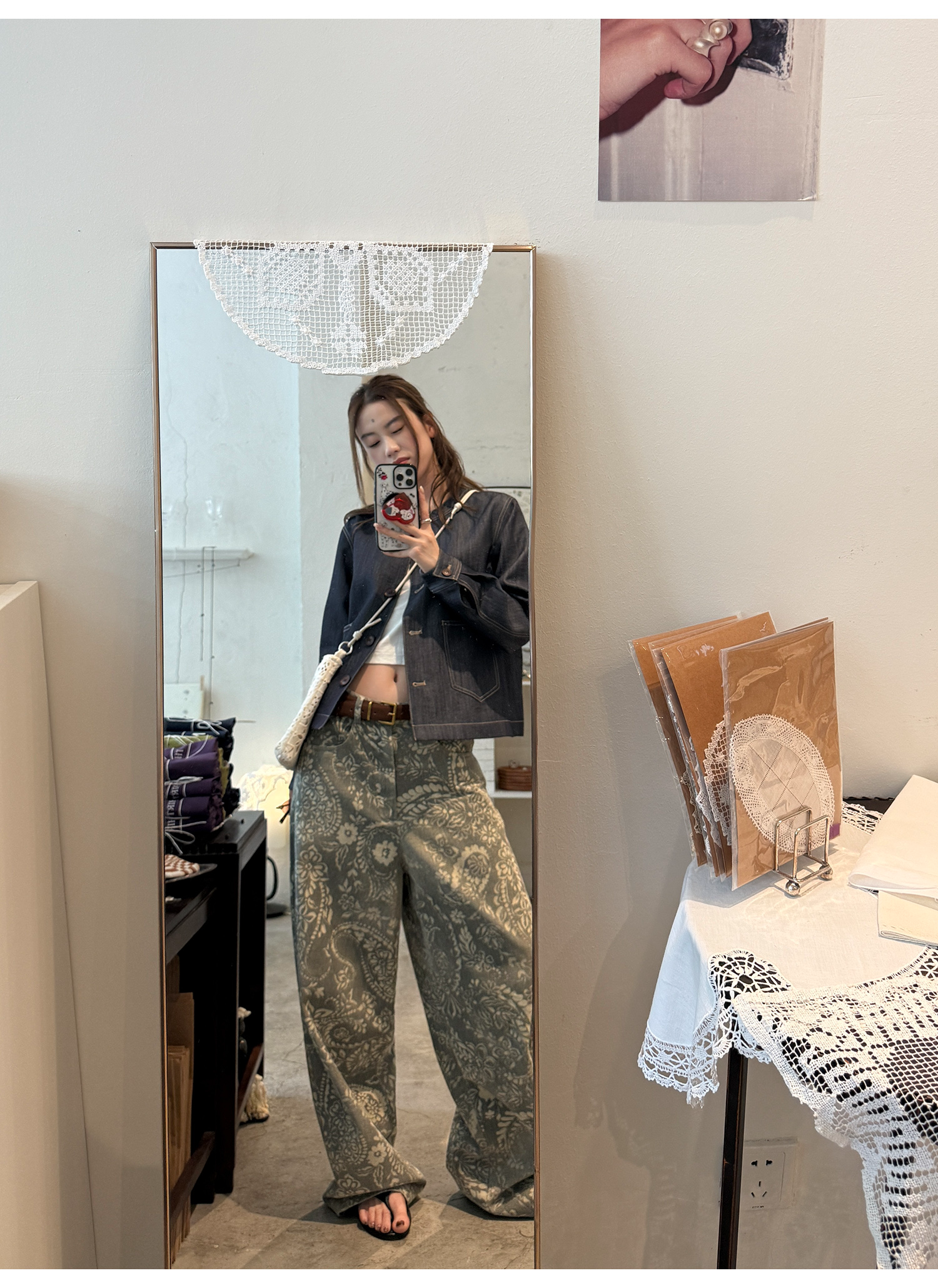 LelyMooch ペイズリー柄 ワイドパンツ  LEM221