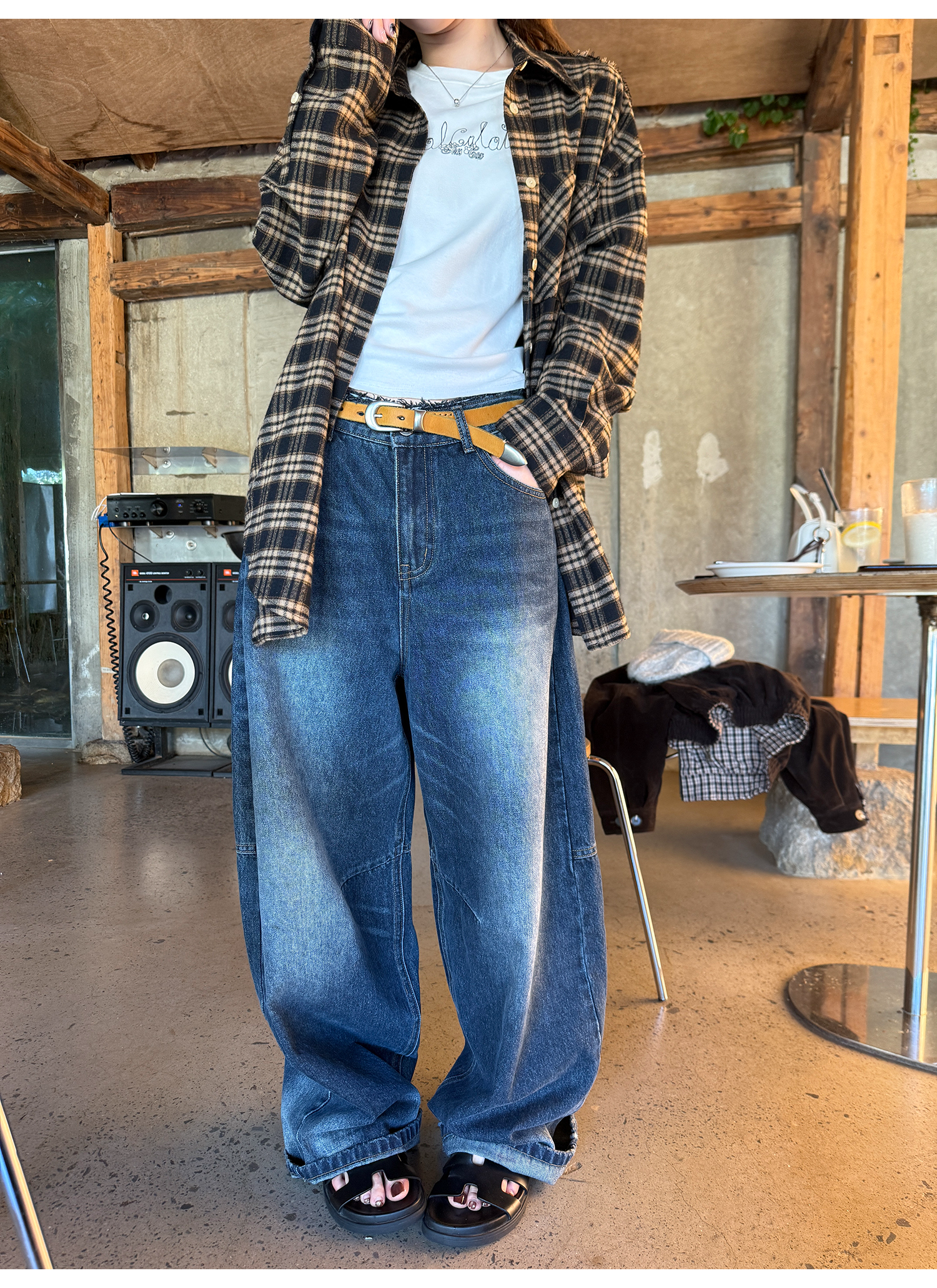 LelyMooch ヴィンテージ風 猫爪ワイドパンツ  LEM225