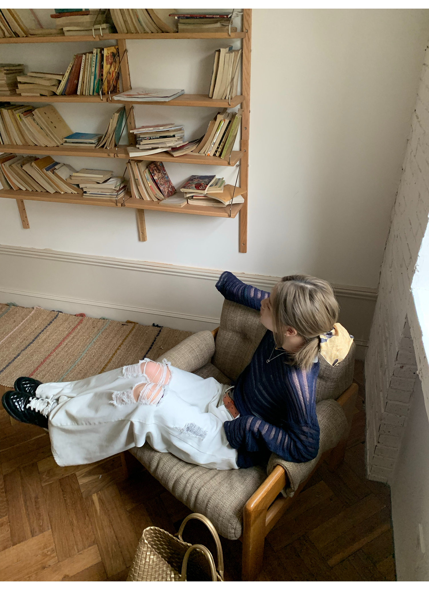 LelyMooch  ホワイト ワイドパンツ（ダメージ加工） LEM116