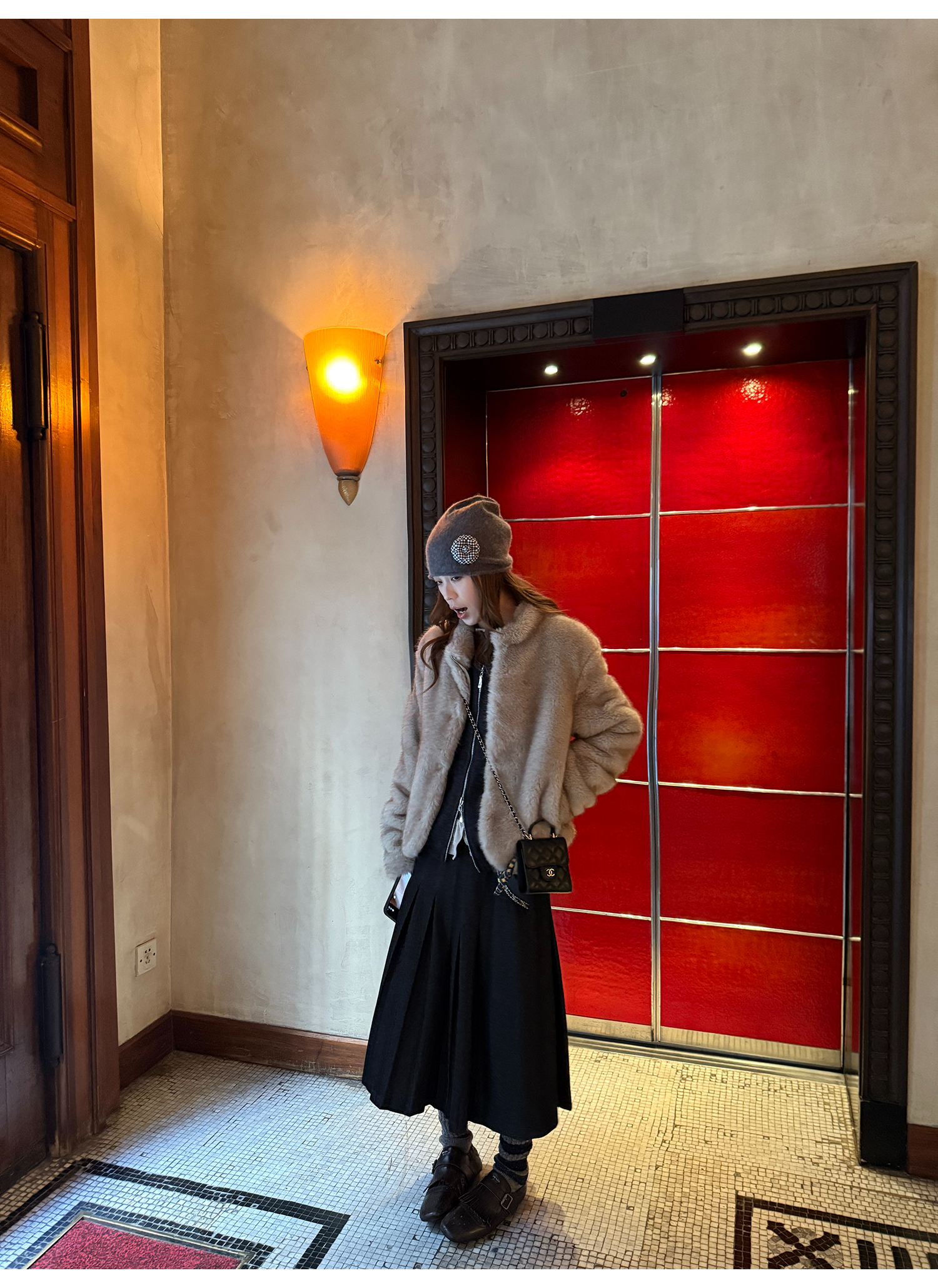 LelyMooch ふわふわエコファーコート｜オートミール  LEM268