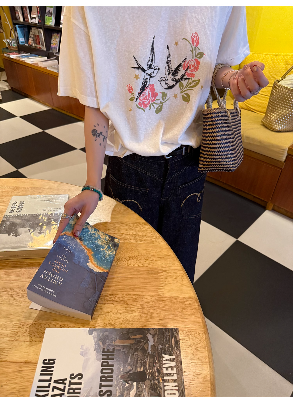 LelyMooch  プリント半袖Tシャツ ラウンドネック  LEM110