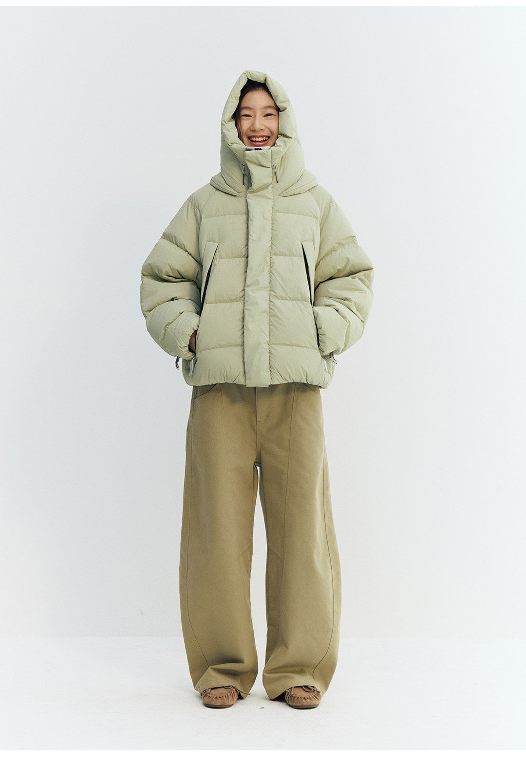 カーブ切替デザイン ツイルバレルパンツ  LOM050