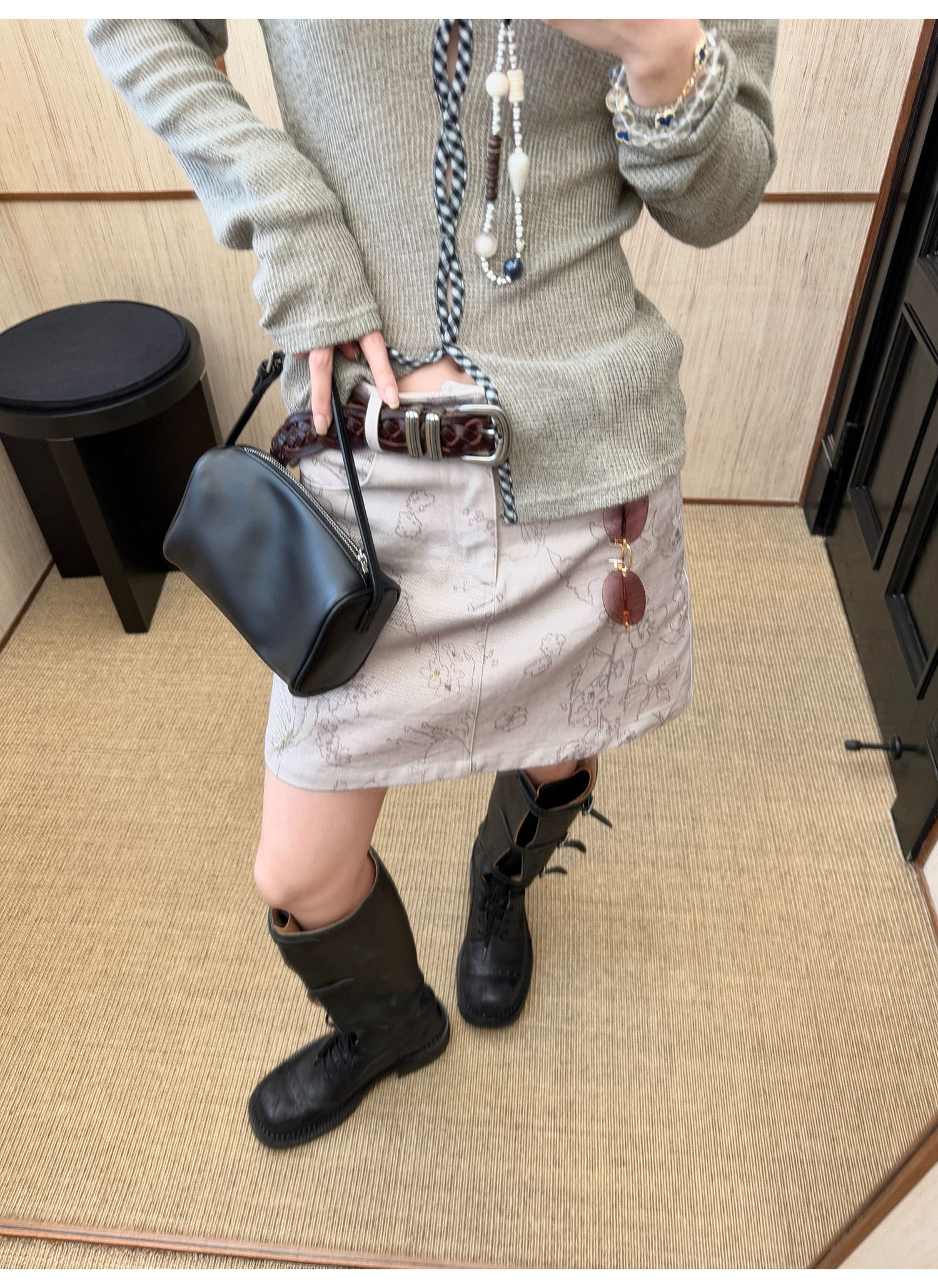 LelyMooch 花柄Aラインコットンスカート 防止めくれ加工！ LEM217