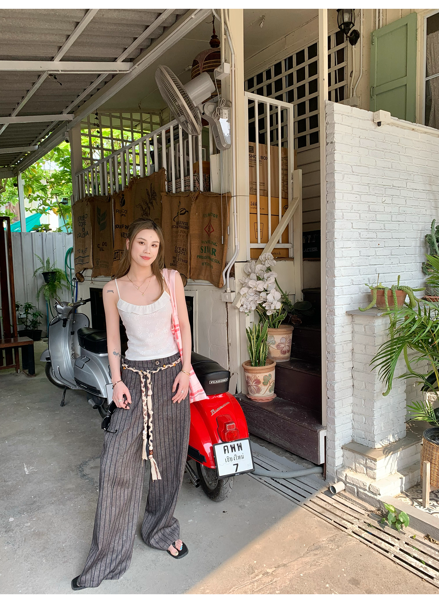 LelyMooch old money style｜ストライプスラックス  LEM140