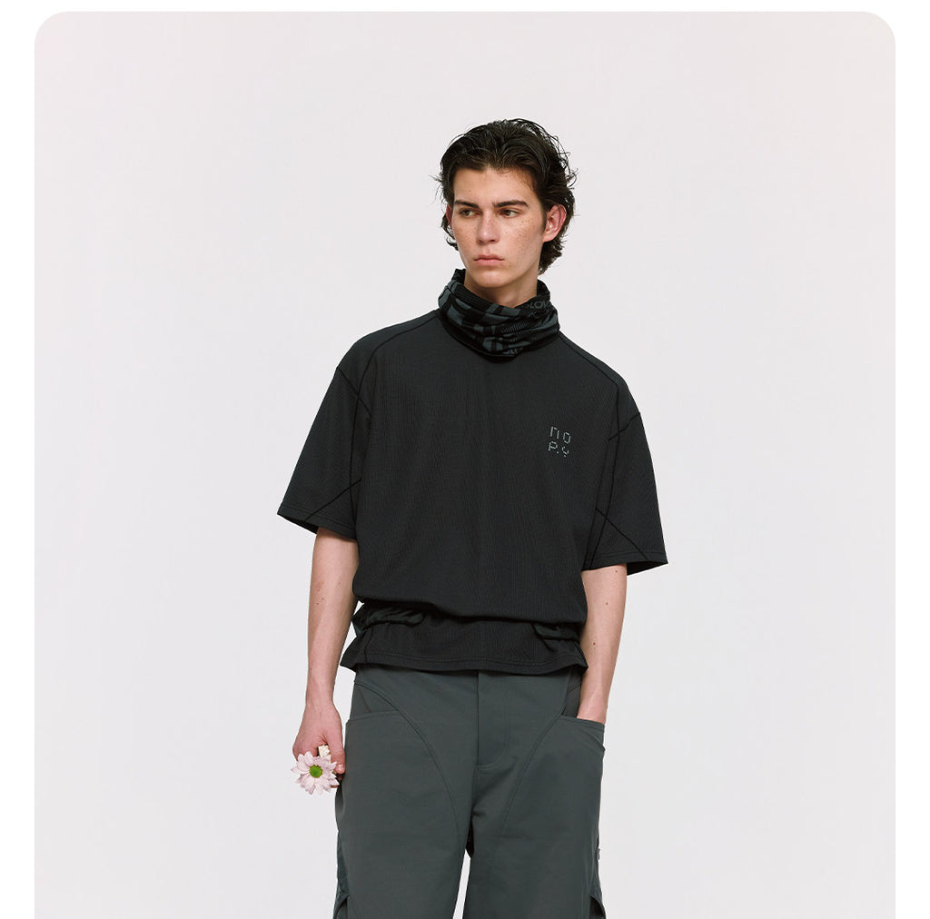 ゆったり着られる 配色ステッチ半袖Tシャツ  LOM074