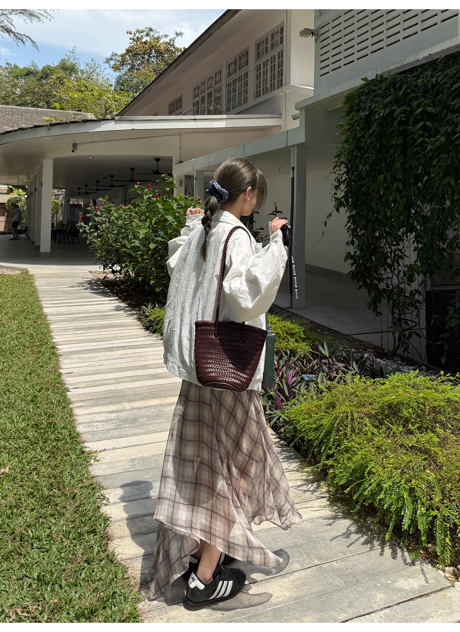 LelyMooch  エレガントフレンチ シフォンチェックスカート  LEM096