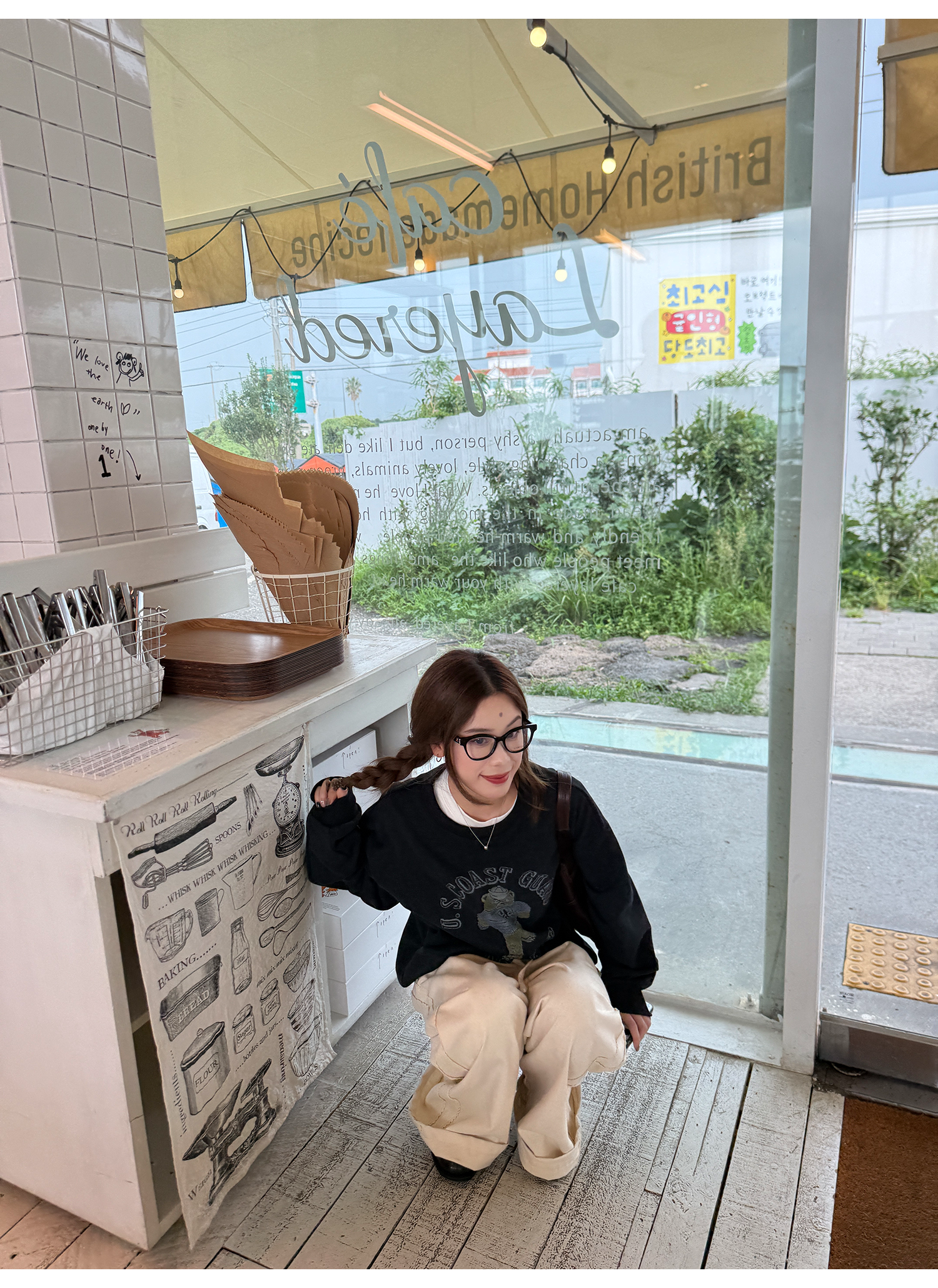 LelyMooch くまプリント古着風スウェット  LEM231