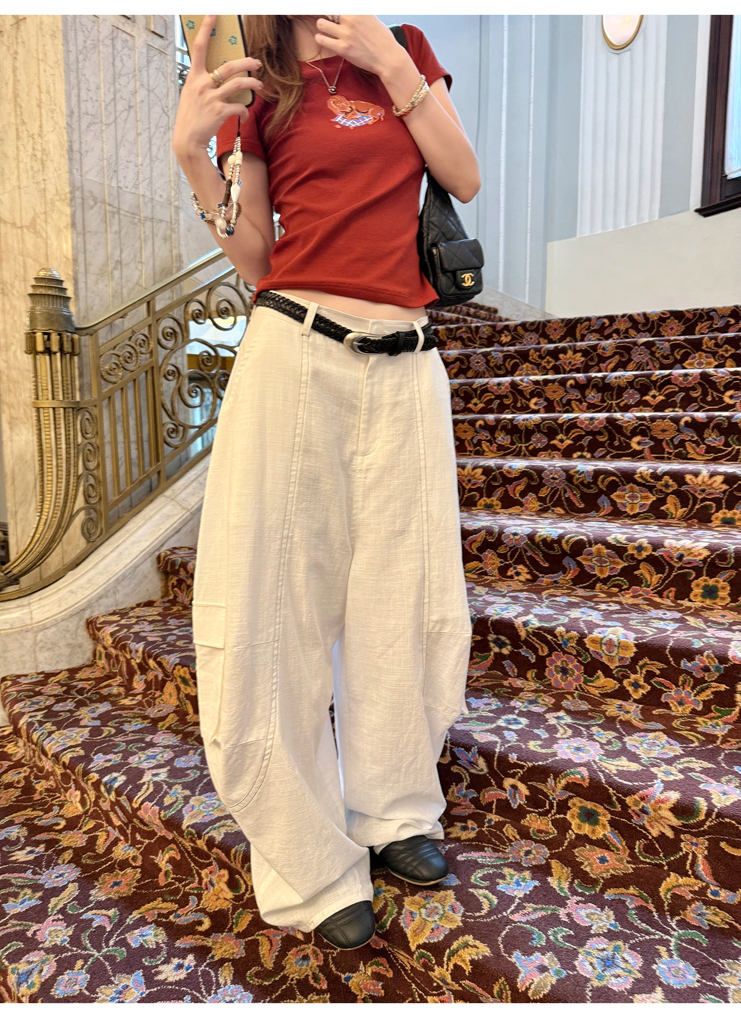 LelyMooch ストリート白ワイルドパンツ  LEM190