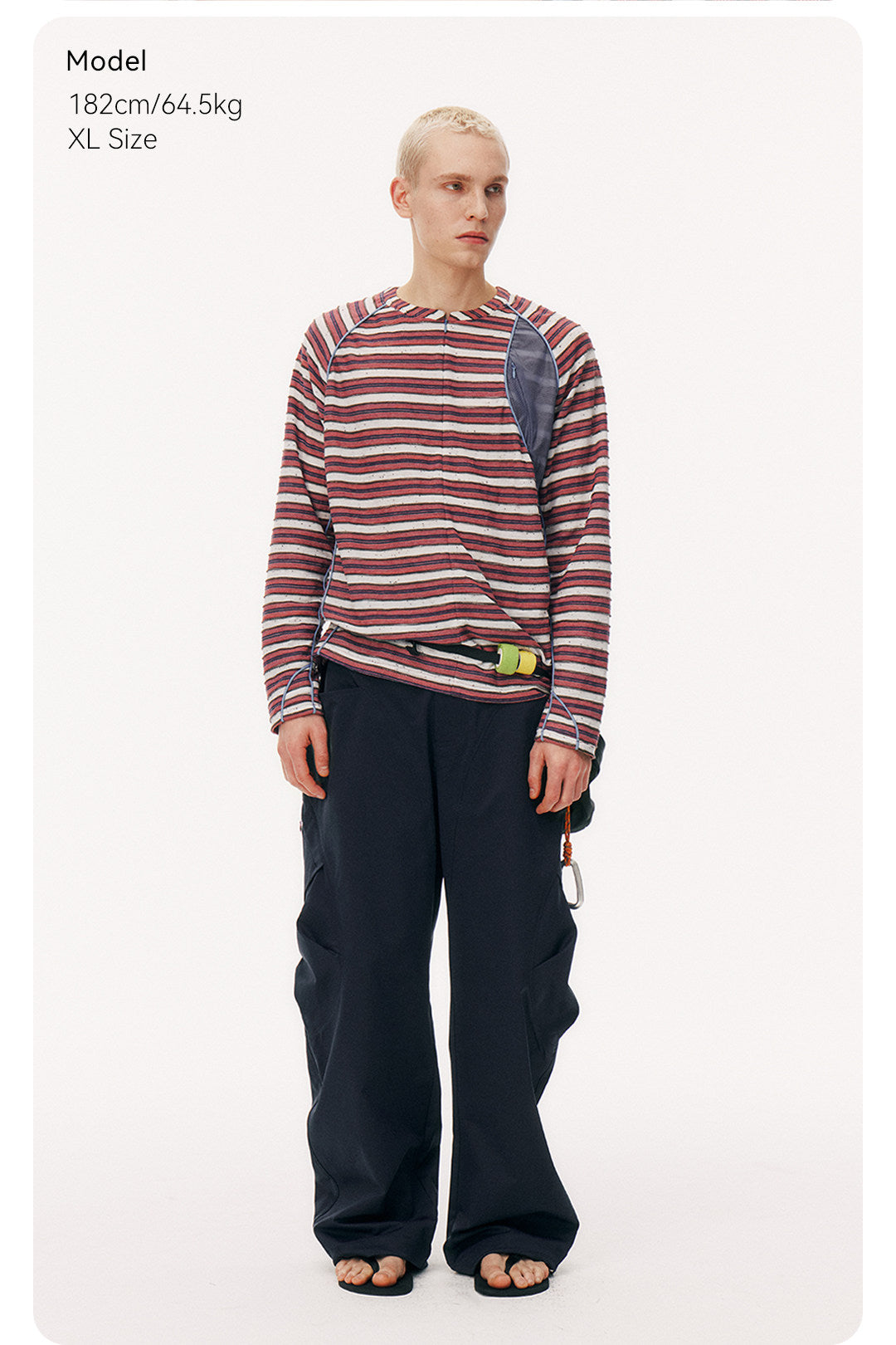 Striped Half-Zip Long Sleeve LOM104