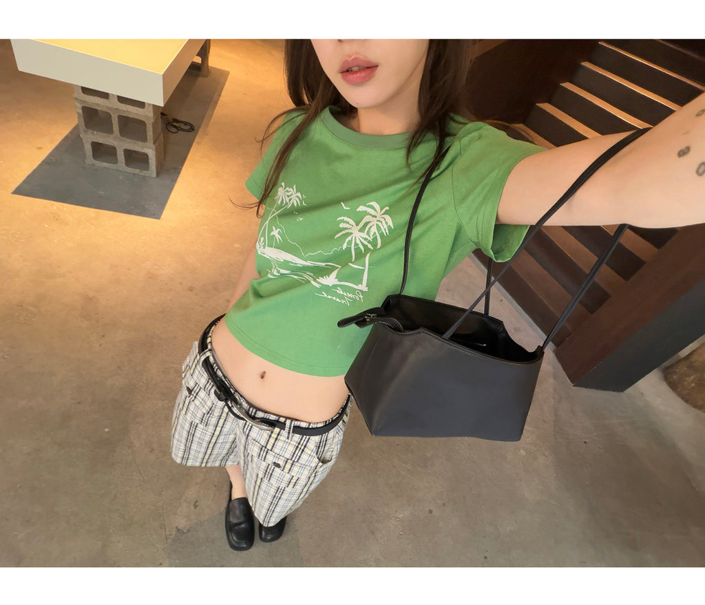 LelyMooch パームツリークロップドTシャツ  LEM376
