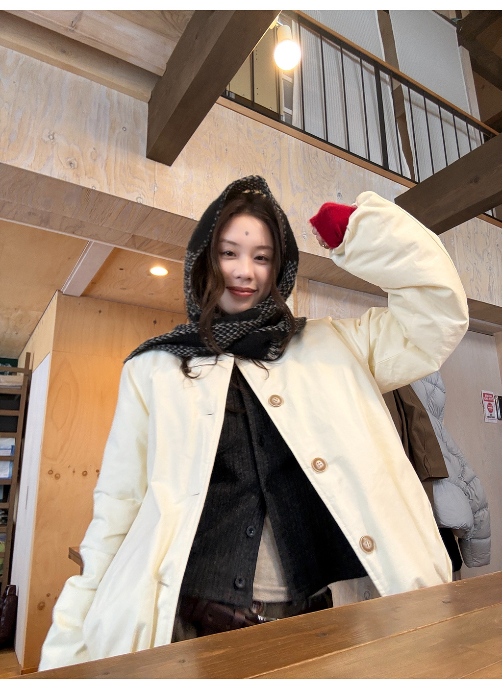 LelyMooch マフラー付き 中綿ブルゾン  LEM306