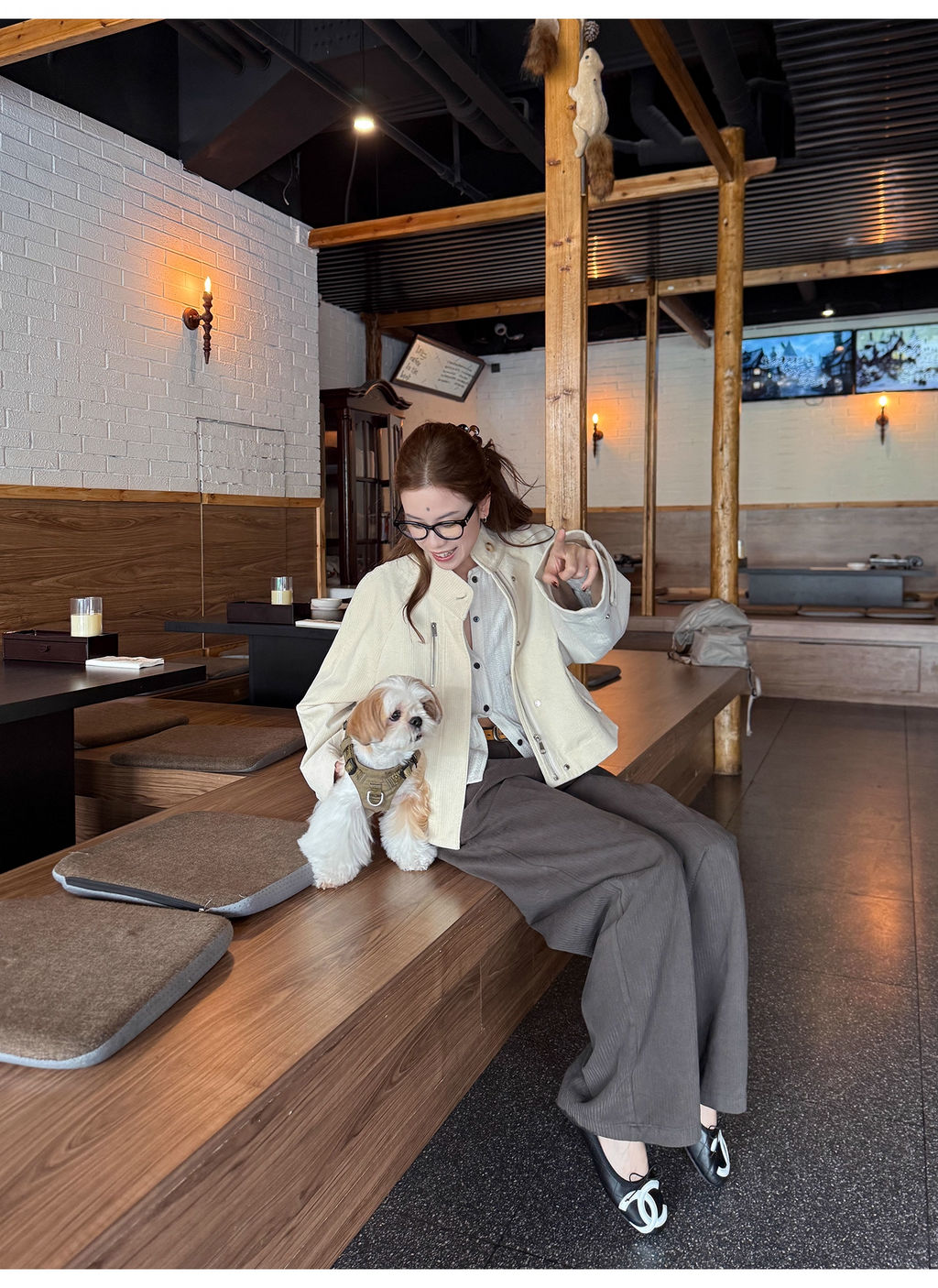 LelyMooch ダークグレーストライプパンツ  LEM244