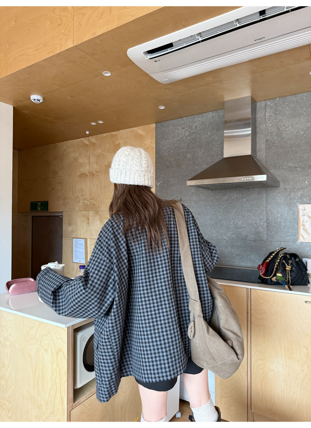 LelyMooch ブラックグレーチェックジャケット  LEM248