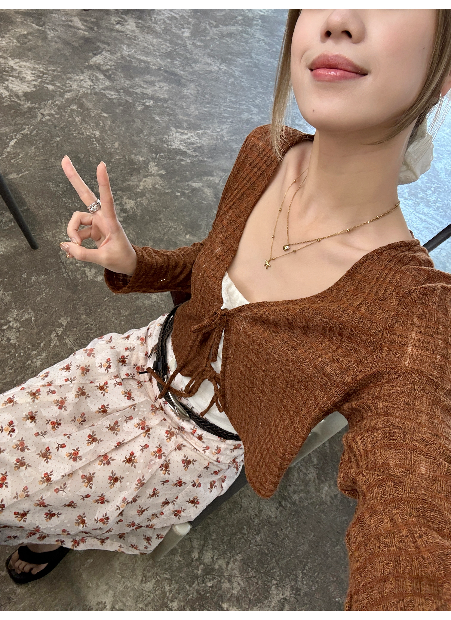 LelyMooch  レトロ小花柄プリーツシフォンスカート  LEM143