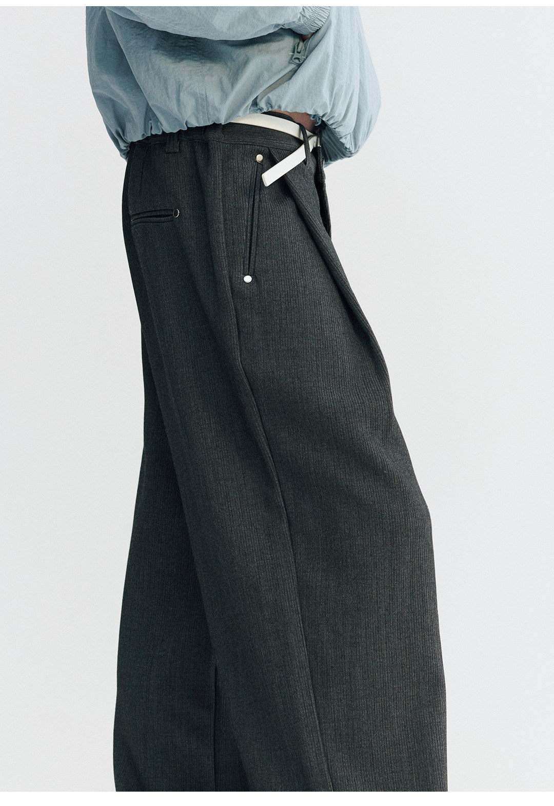 リヨセル混　不規則前立て ワイドパンツ LOM046