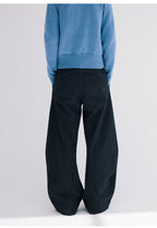 3D Curved Line x Wide Silhouette Structure Tuck Design Denim Pants LOM030