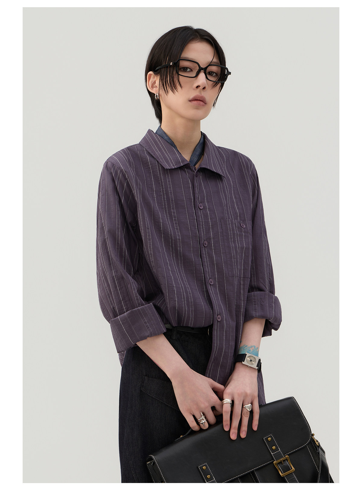 細縦縞 レギュラーシャツ  LOM043