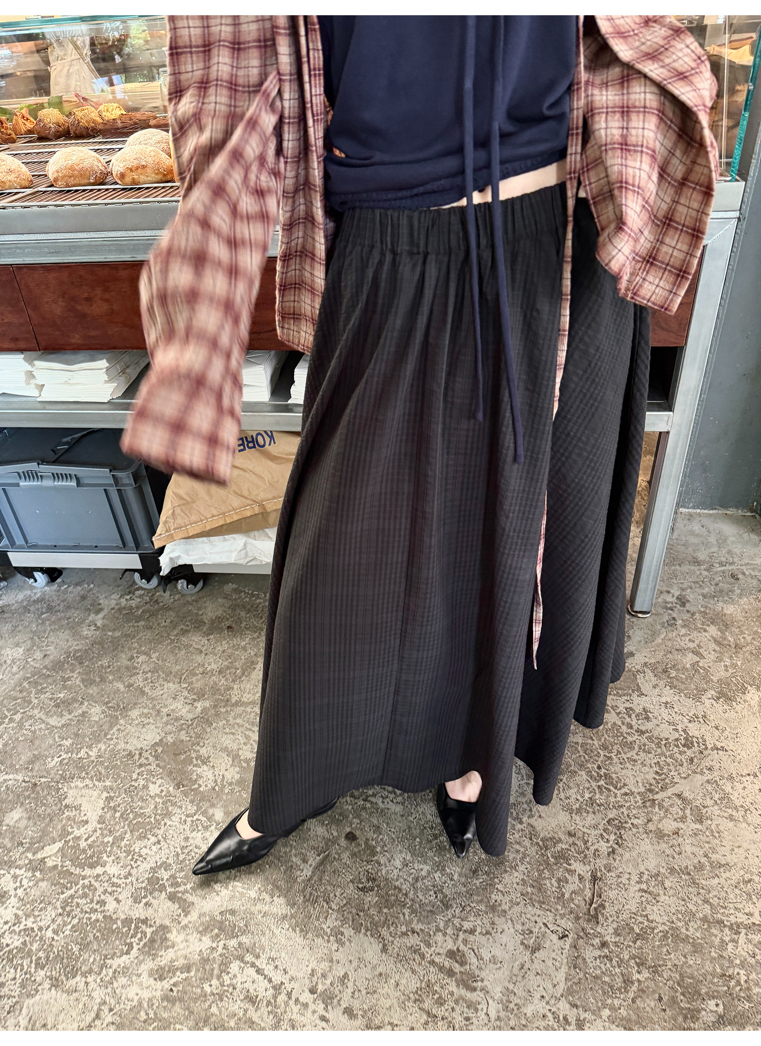 LelyMooch ふんわりチェックロングスカート  LEM208