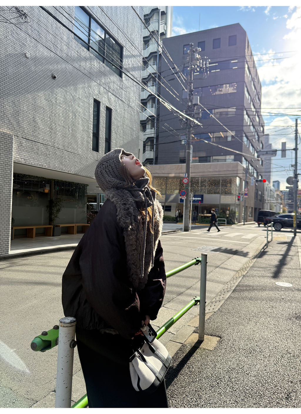 LelyMooch 光沢バイカラーブルゾン｜ボア切替×トグルボタン  LEM280