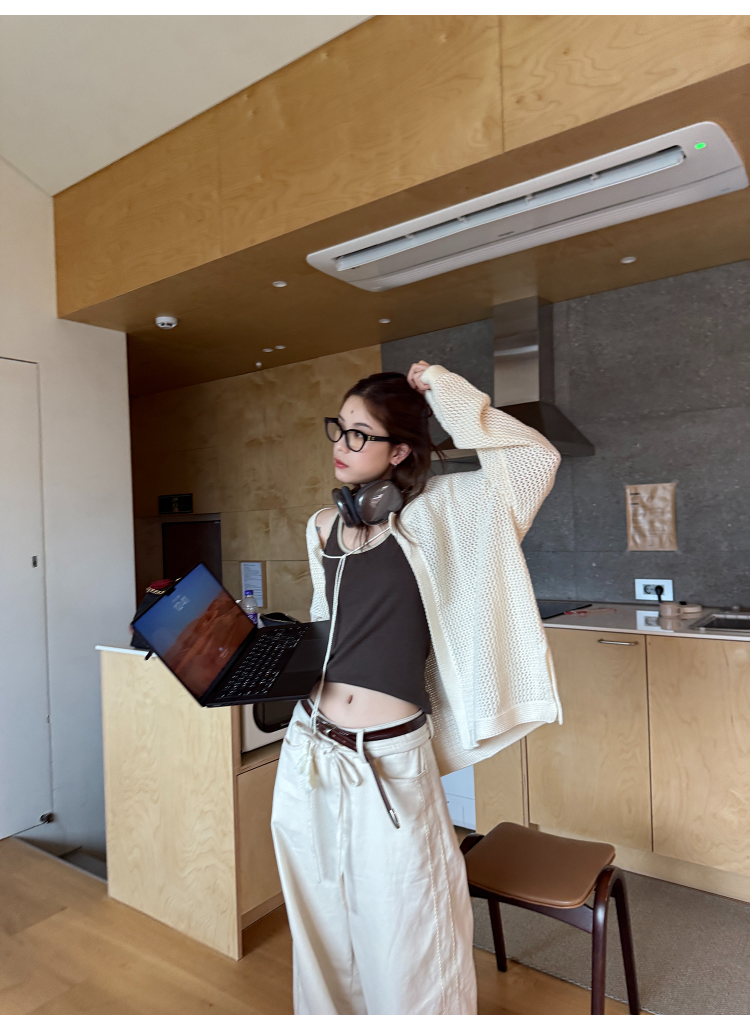 LelyMooch ゆるニットフリンジカーディガン  LEM249