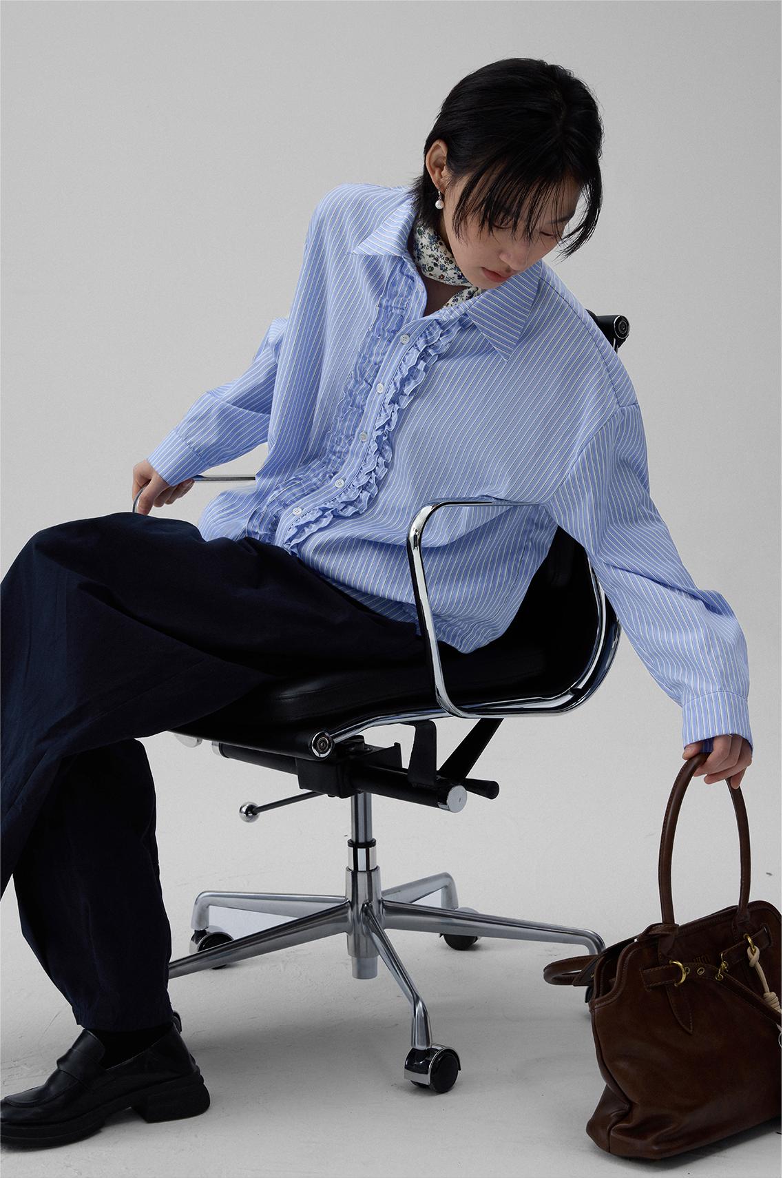 LoomL  ブルーストライプシャツ  LOM011