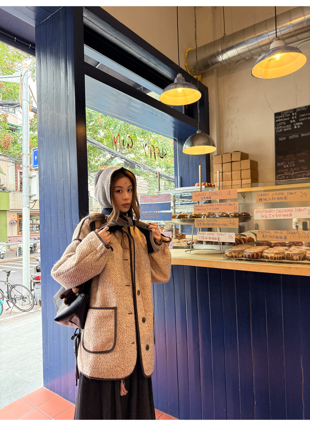 LelyMooch 配色パイピング ループウールジャケット　LEM278