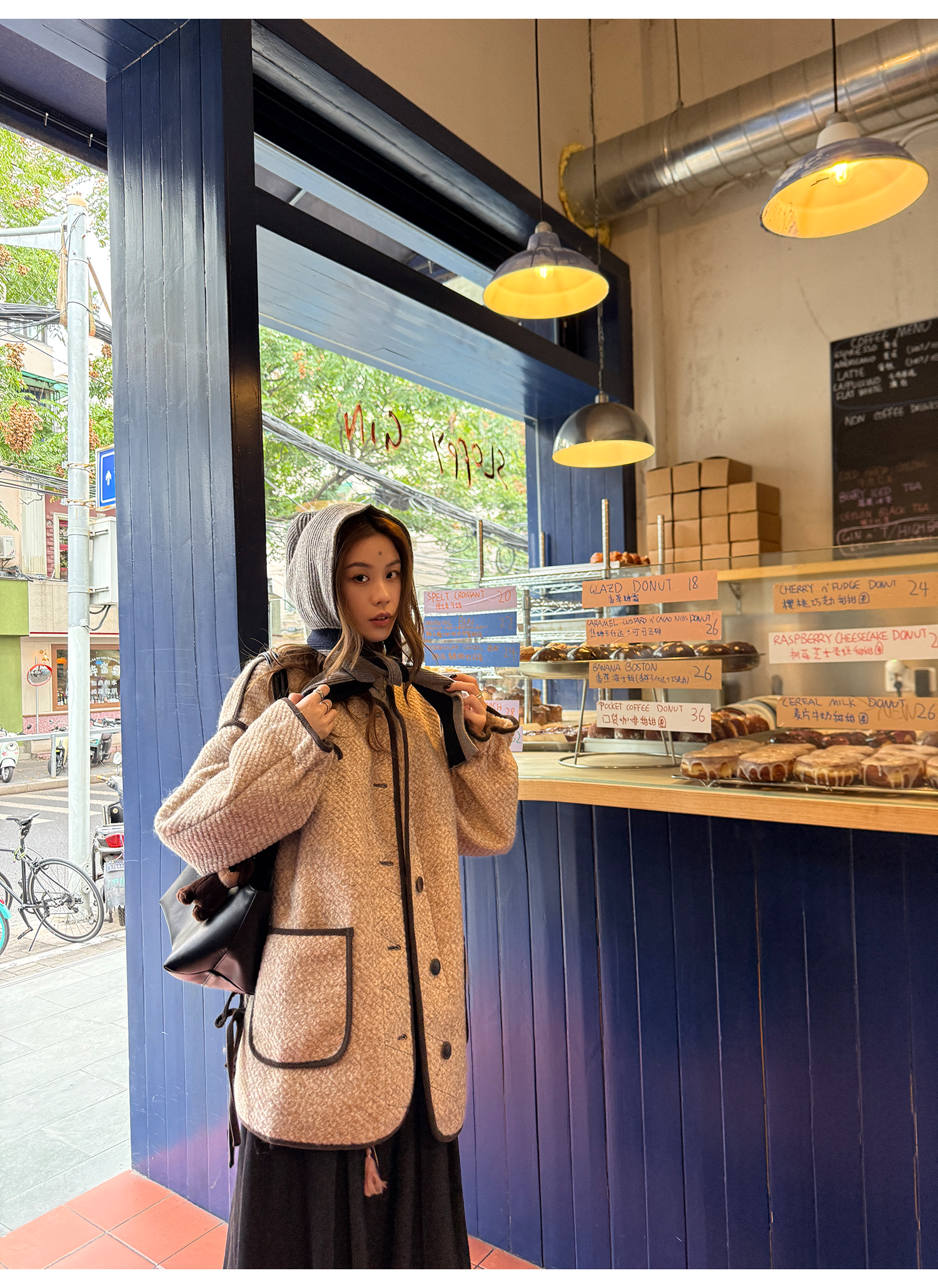 LelyMooch 配色パイピング ループウールジャケット　LEM278