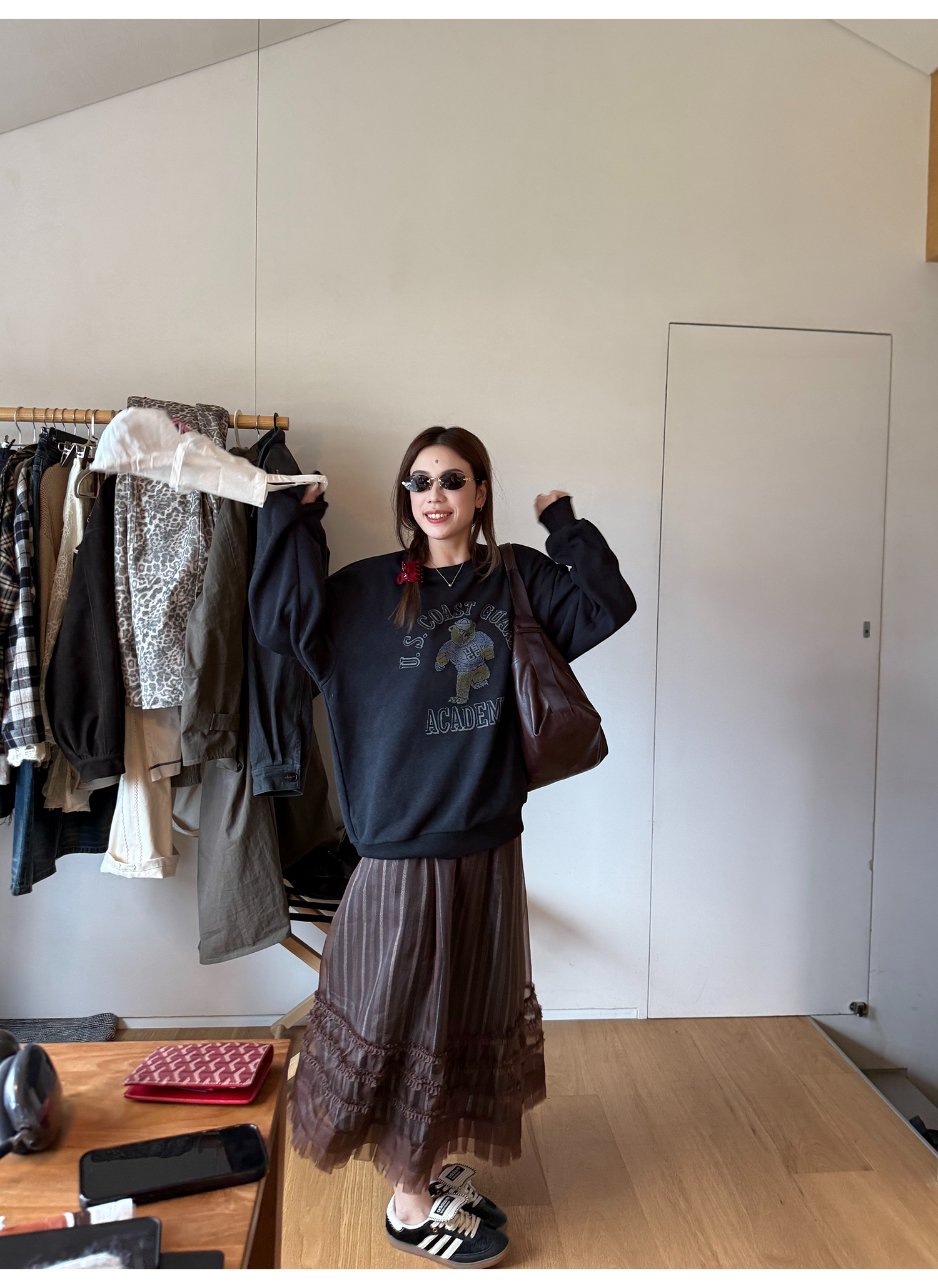 LelyMooch くまプリント古着風スウェット  LEM231