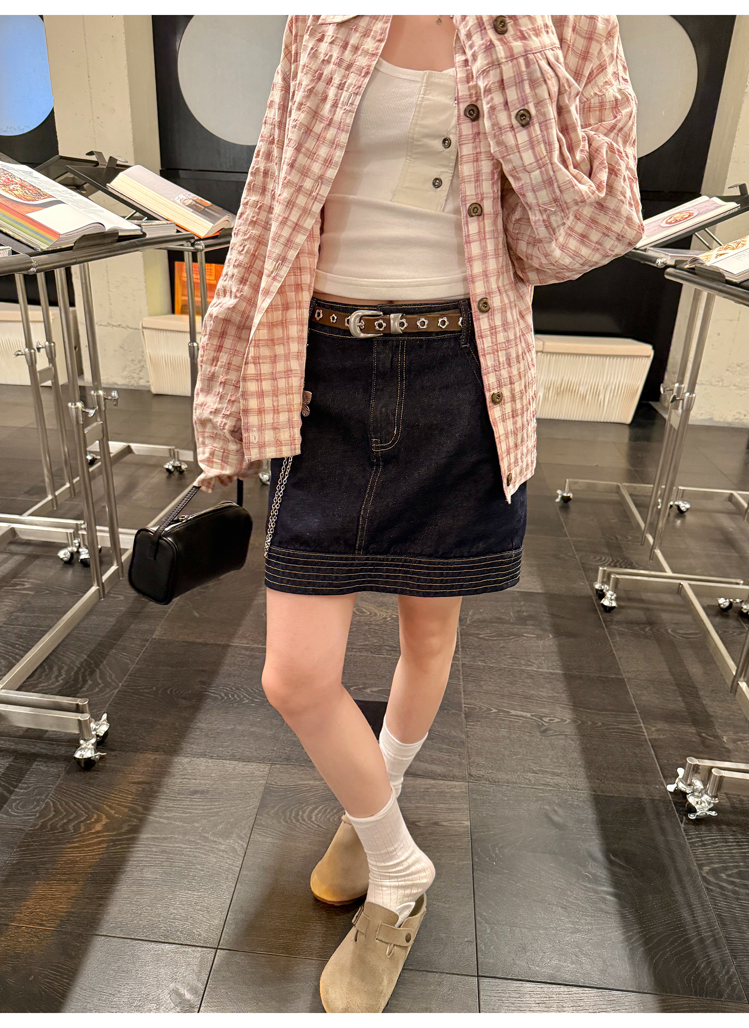 LelyMooch 　デニムスカート‌  インディゴ　LEM129