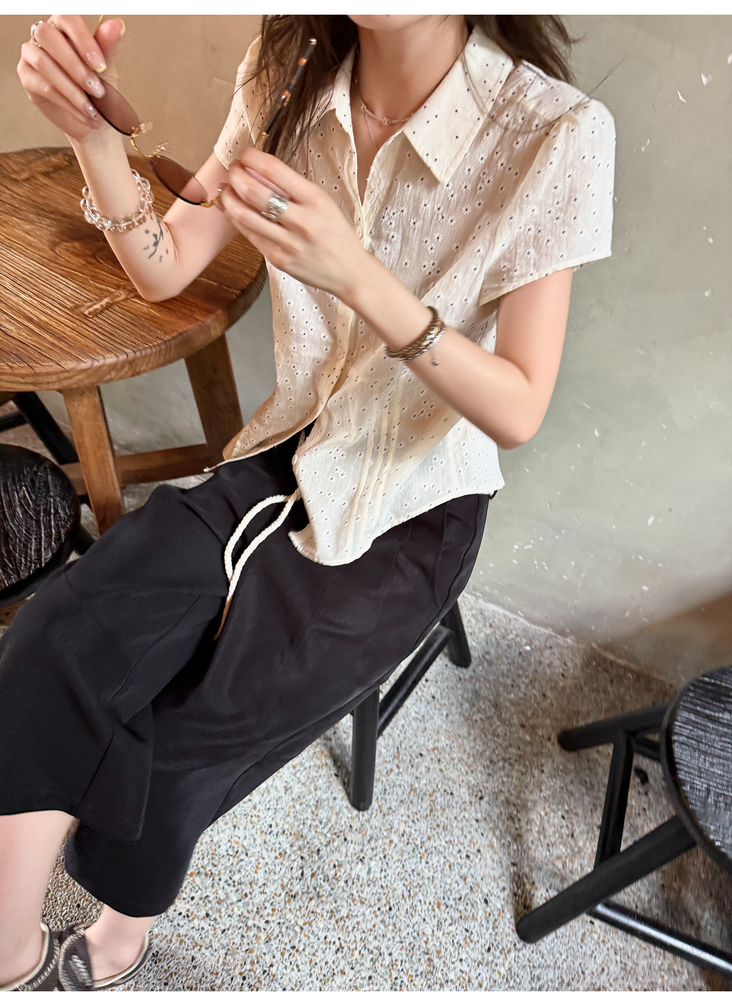 LelyMooch Aライン ワイドパンツ七分丈  LEM202