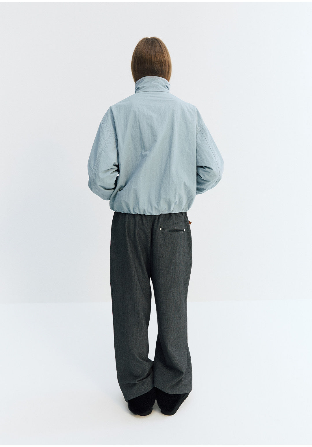 リヨセル混　不規則前立て ワイドパンツ LOM046