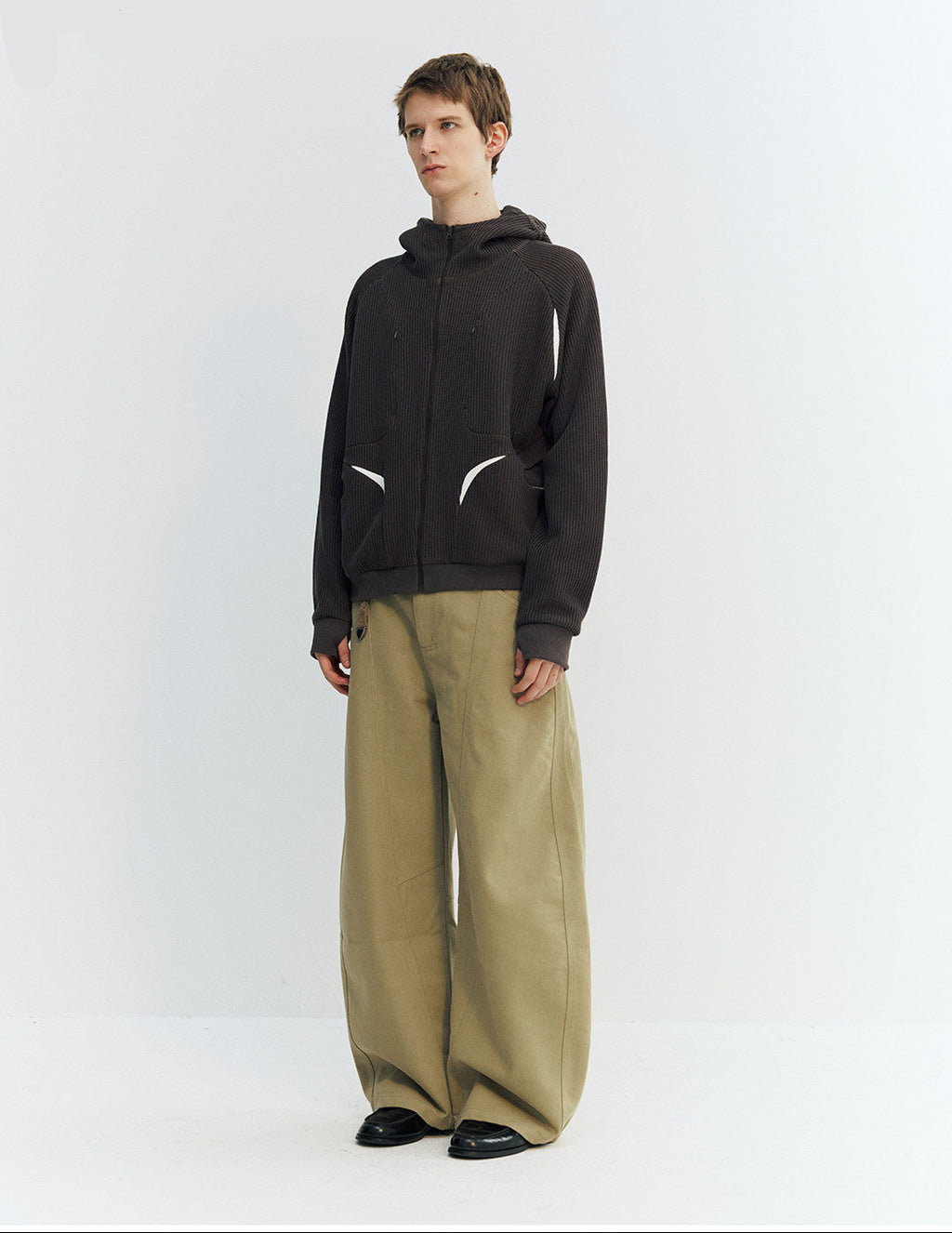 カーブ切替デザイン ツイルバレルパンツ  LOM050