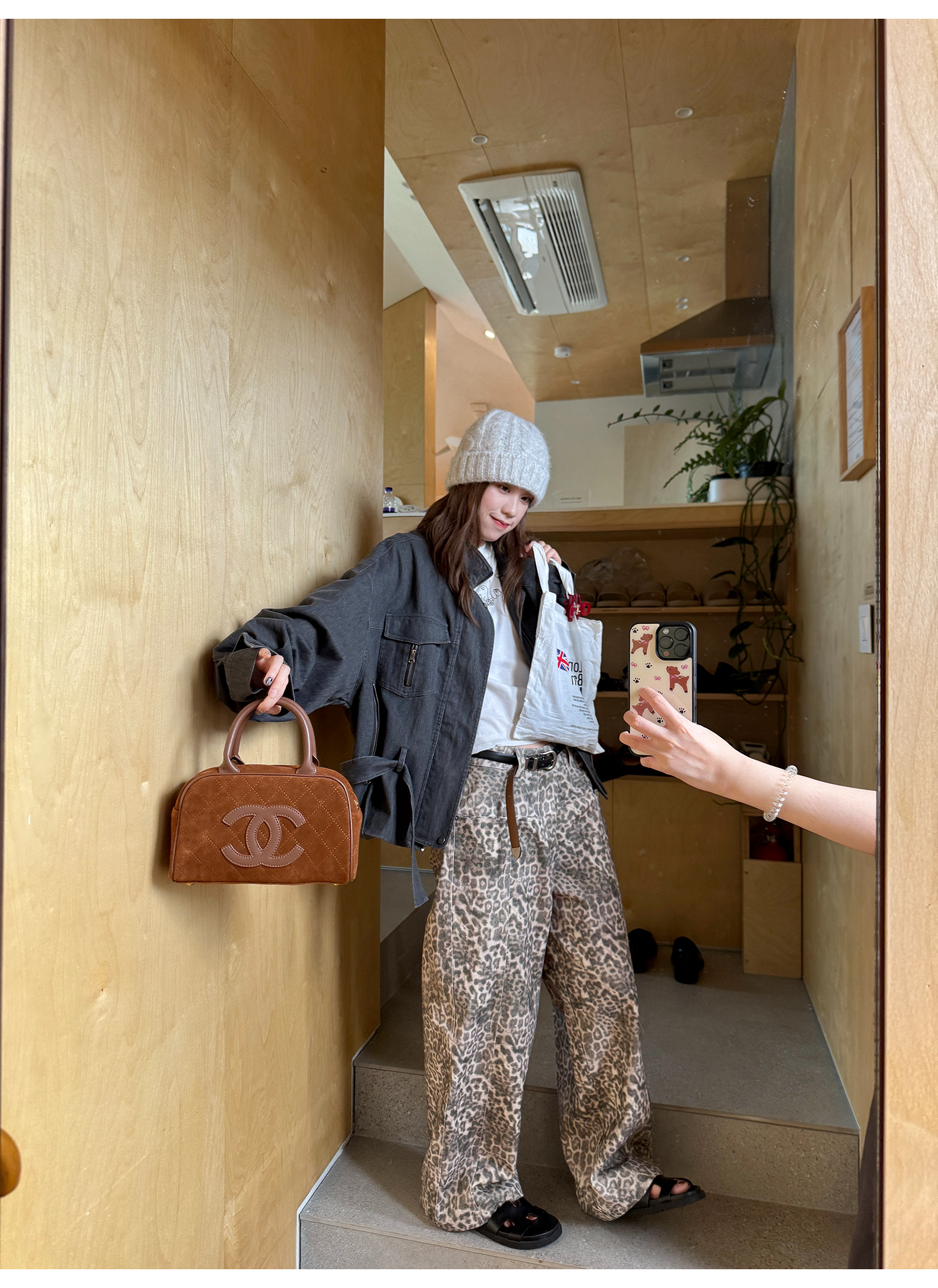 LelyMooch レオパード柄 ストレートワイドパンツ  LEM226