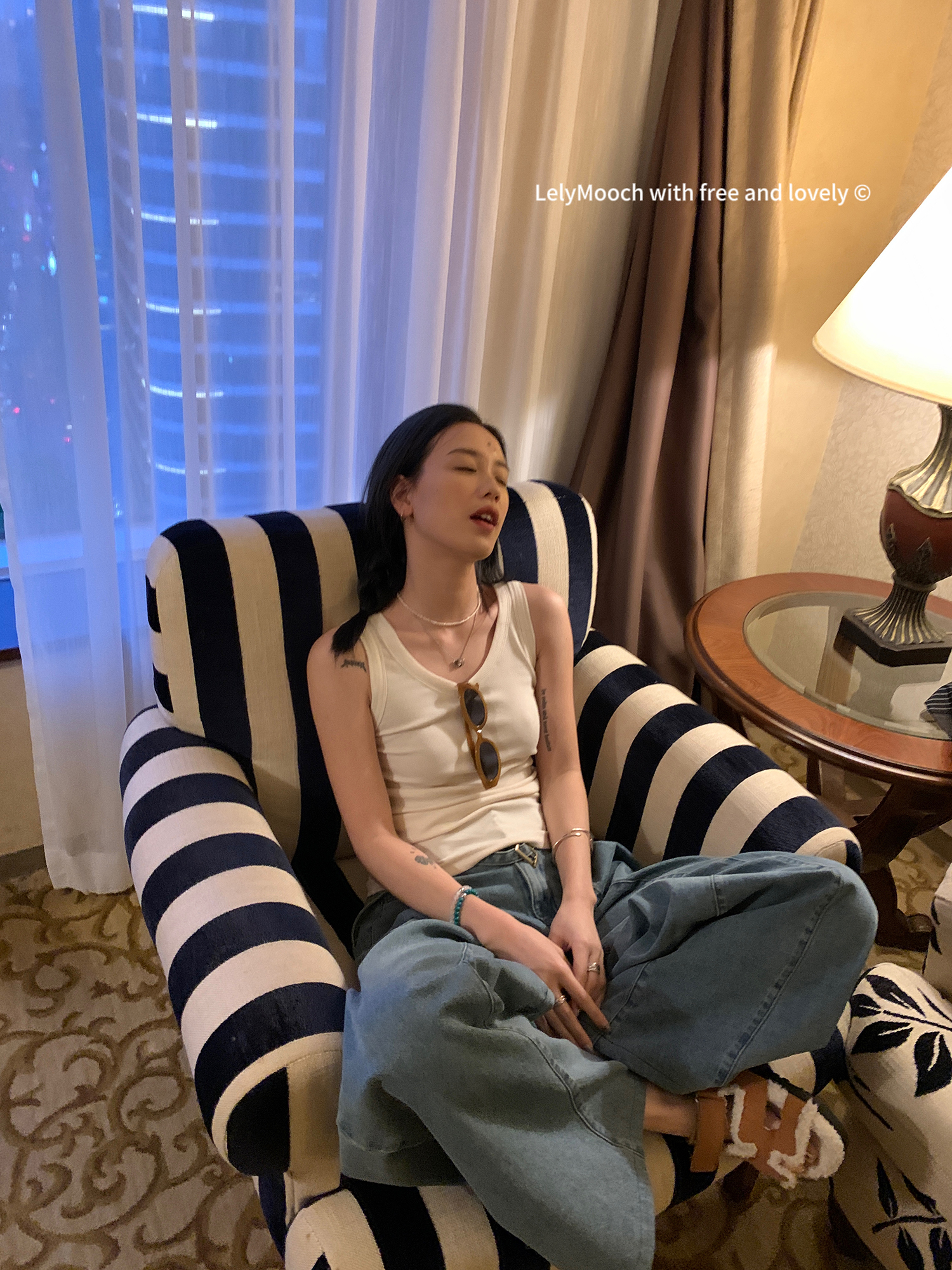 LelyMooch  バックレースニットタンクトップ  LEM073