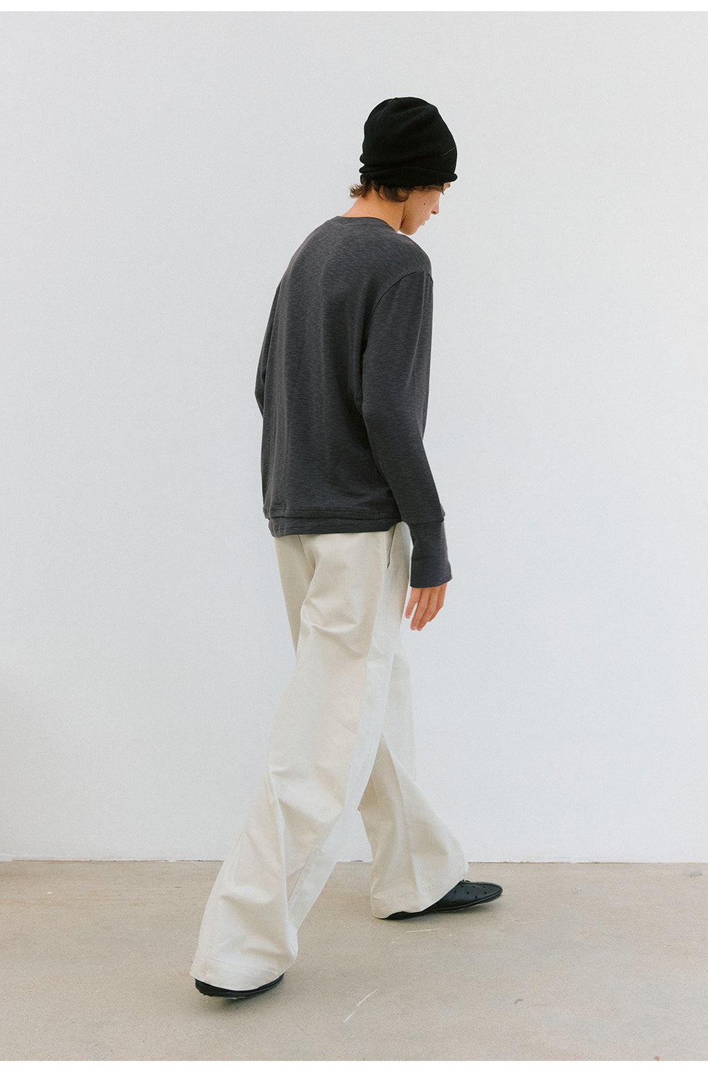 ウォッシュドコットン カーブワイドパンツ  LOM106