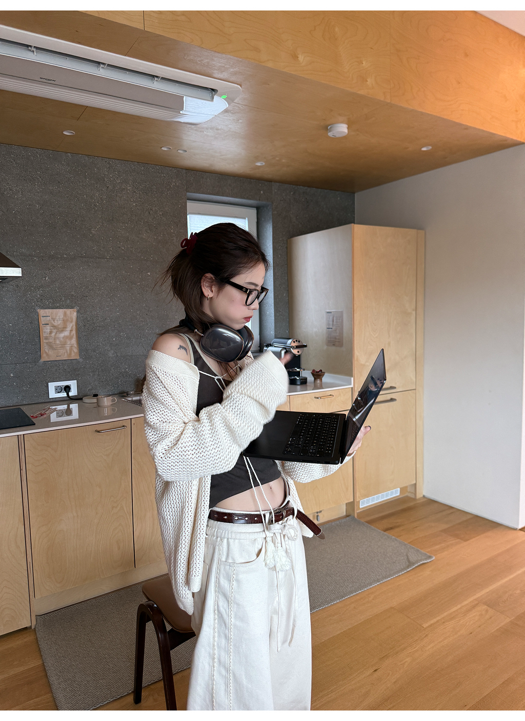 LelyMooch ゆるニットフリンジカーディガン  LEM249