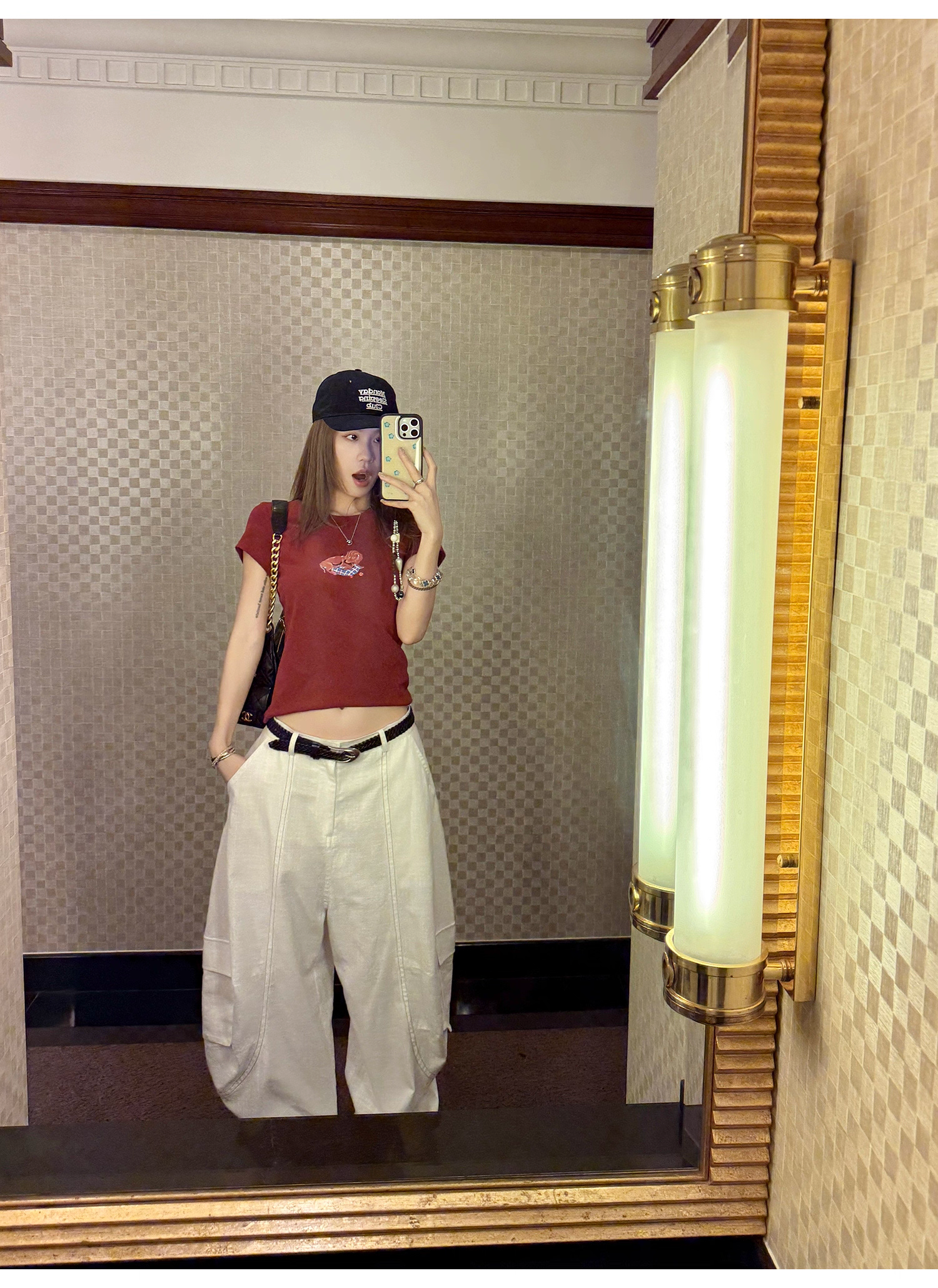 LelyMooch ストリート白ワイルドパンツ  LEM190