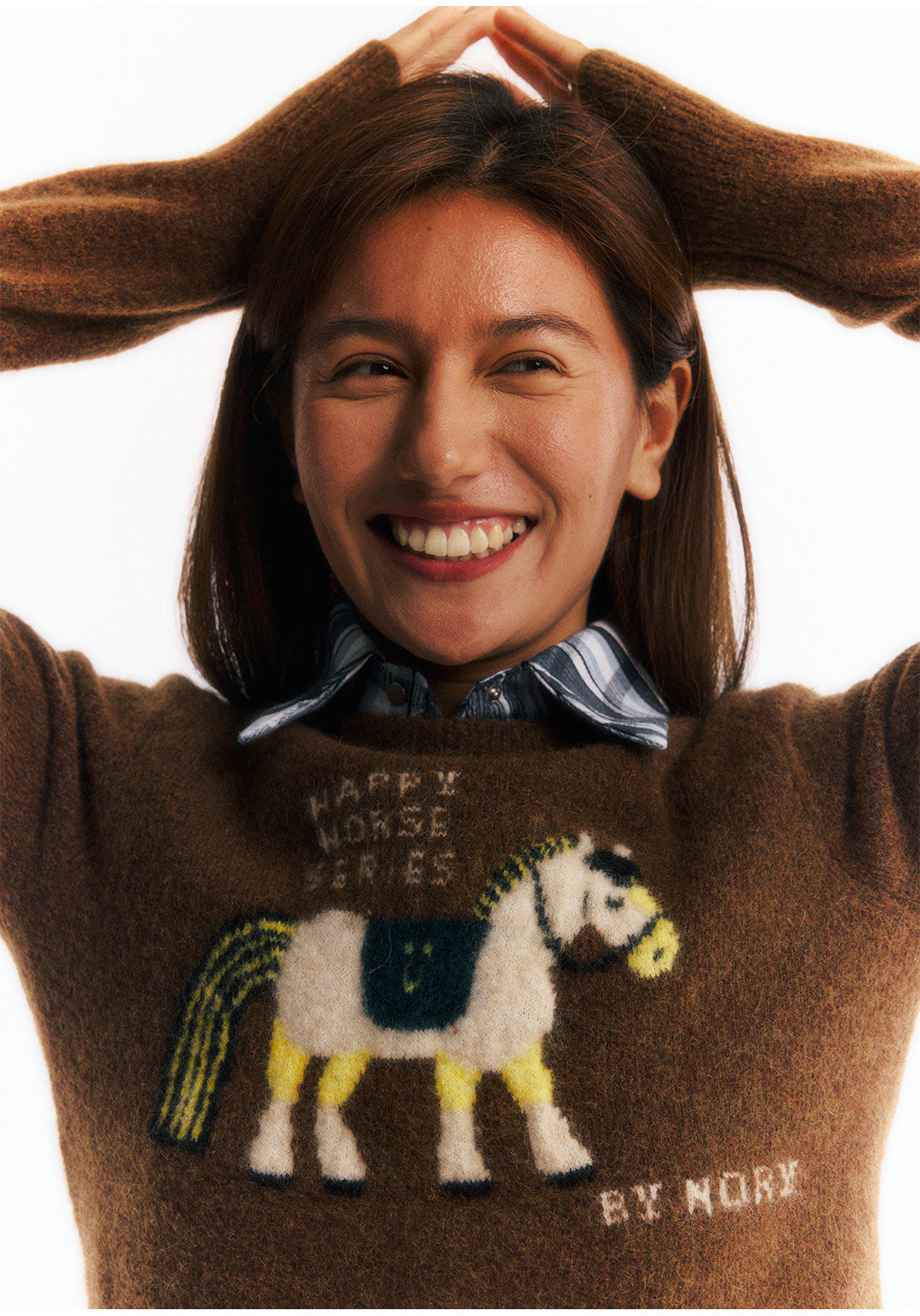 干支・馬モチーフ レトロジャカードニット  LOM040