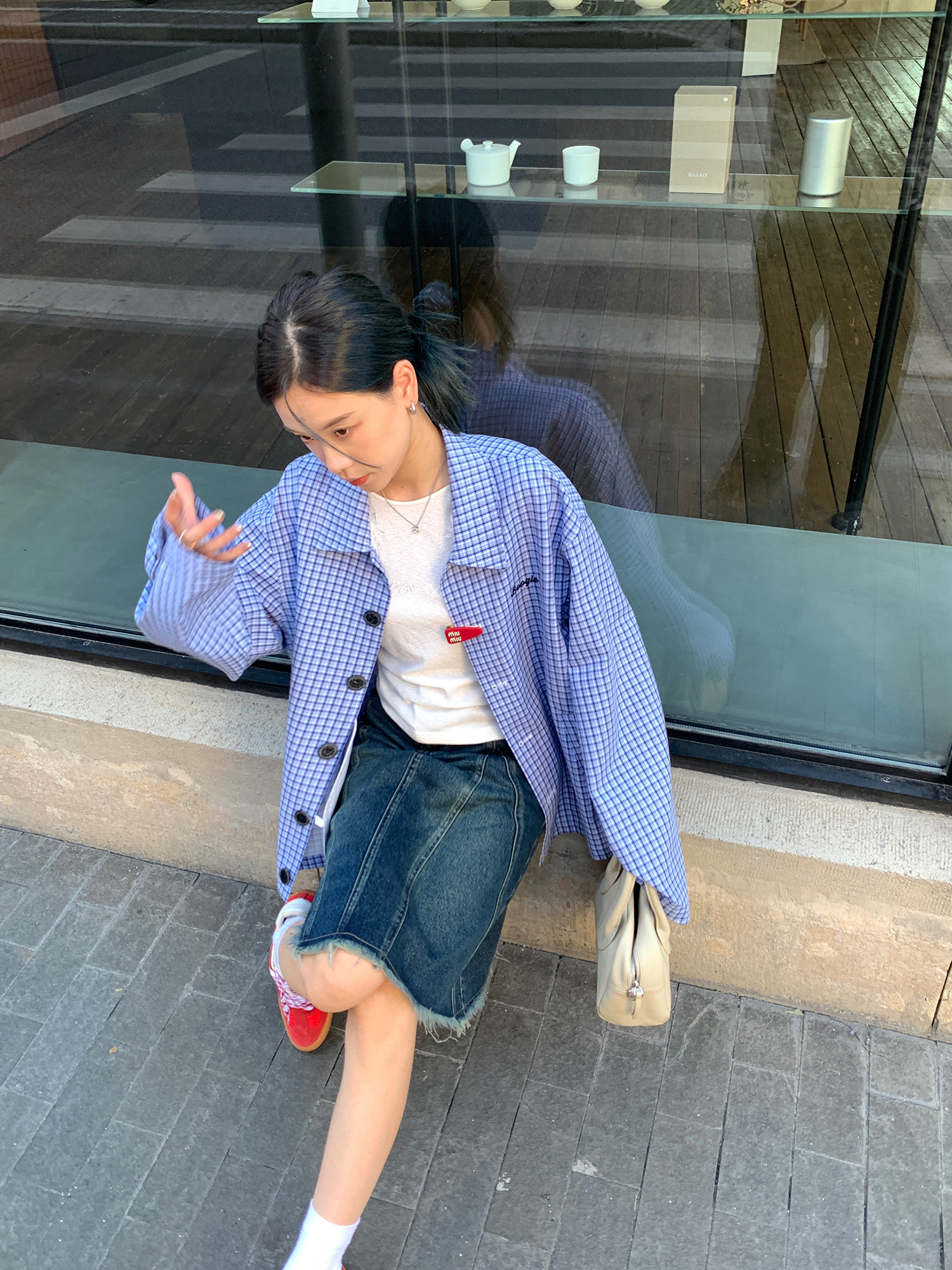 LelyMooch Blue Check Shirt Jacket LEM072