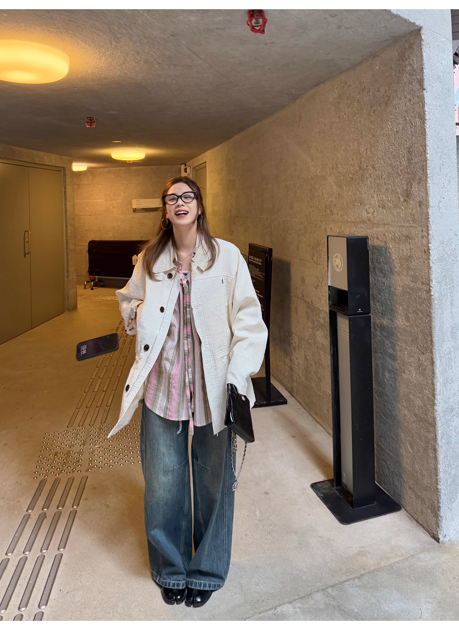 LelyMooch Checkered Trench Coat Midi Length LEM077