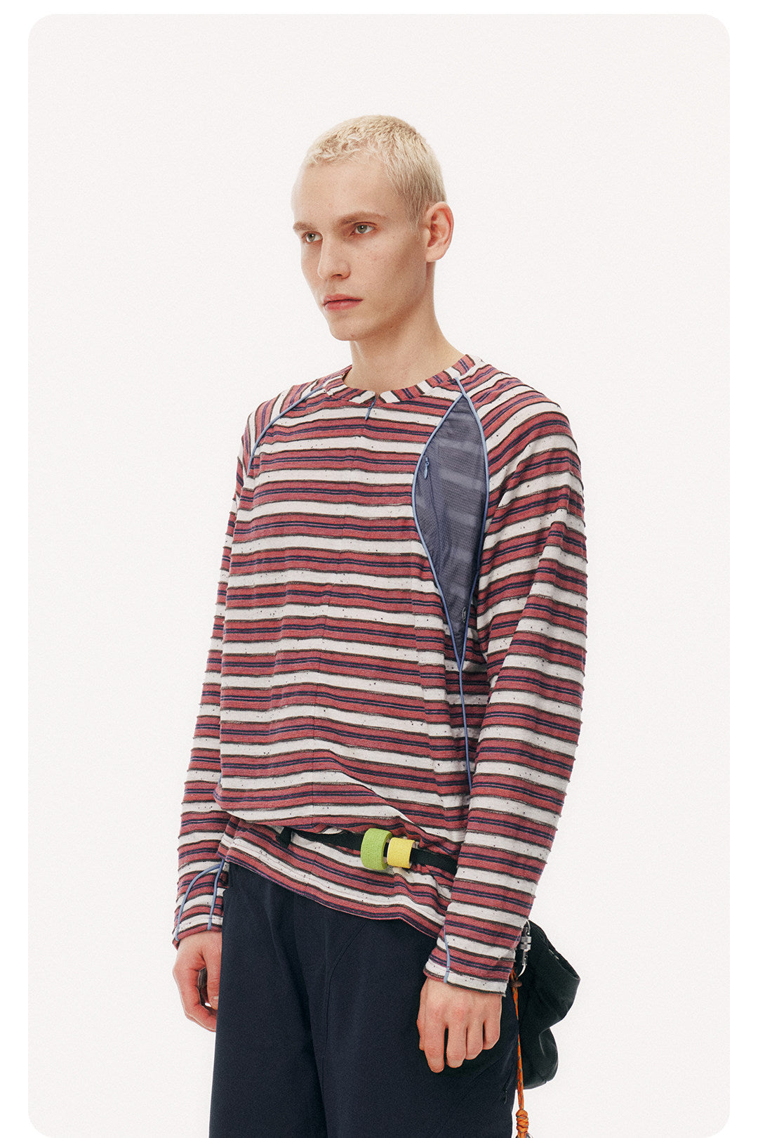 Striped Half-Zip Long Sleeve LOM104