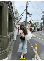 LelyMooch 体型カバー◎ カーゴデニムパンツ  LEM182