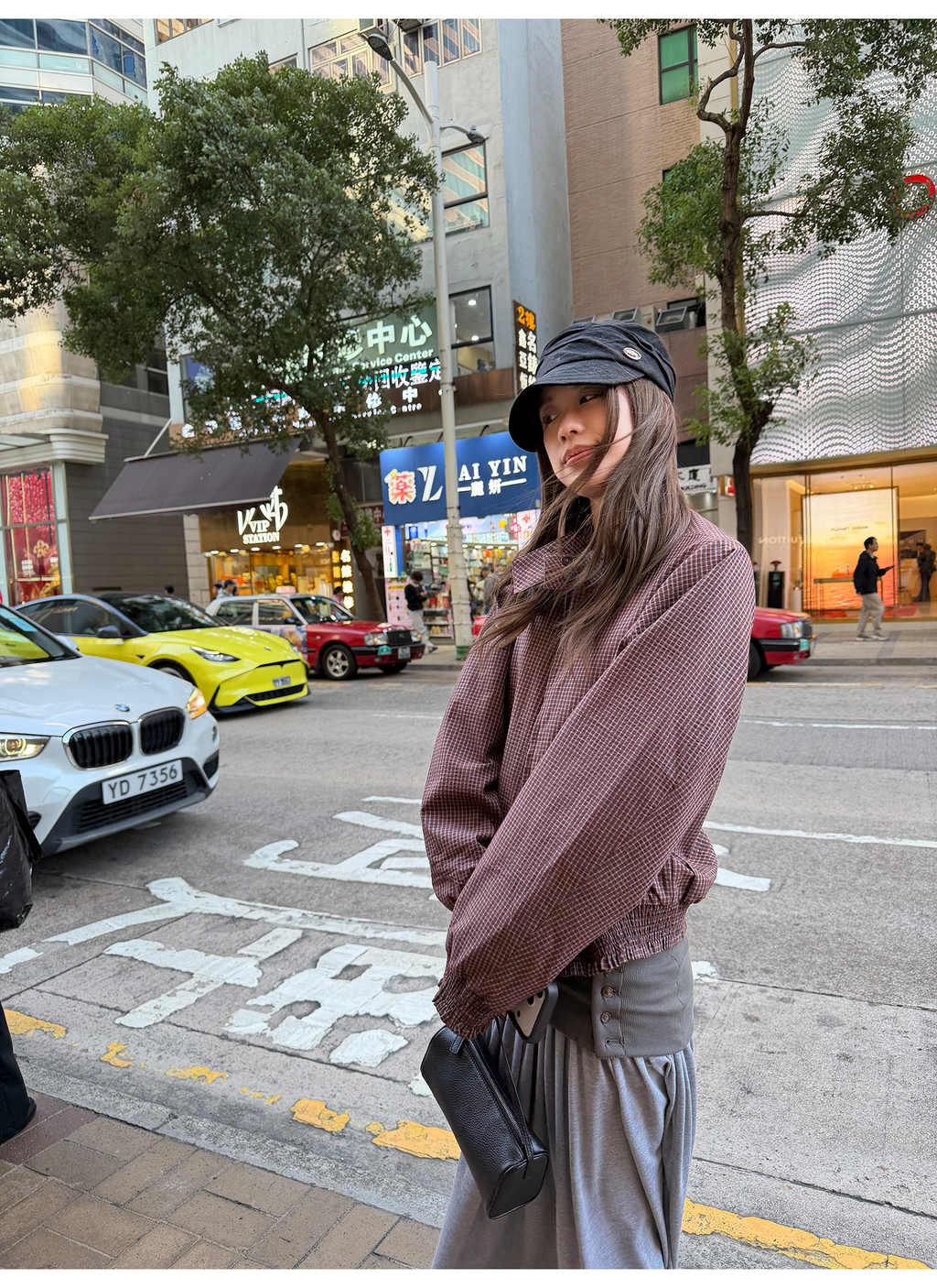 LelyMooch チェック柄スタンドカラーダブルジップブルゾン  LEM318