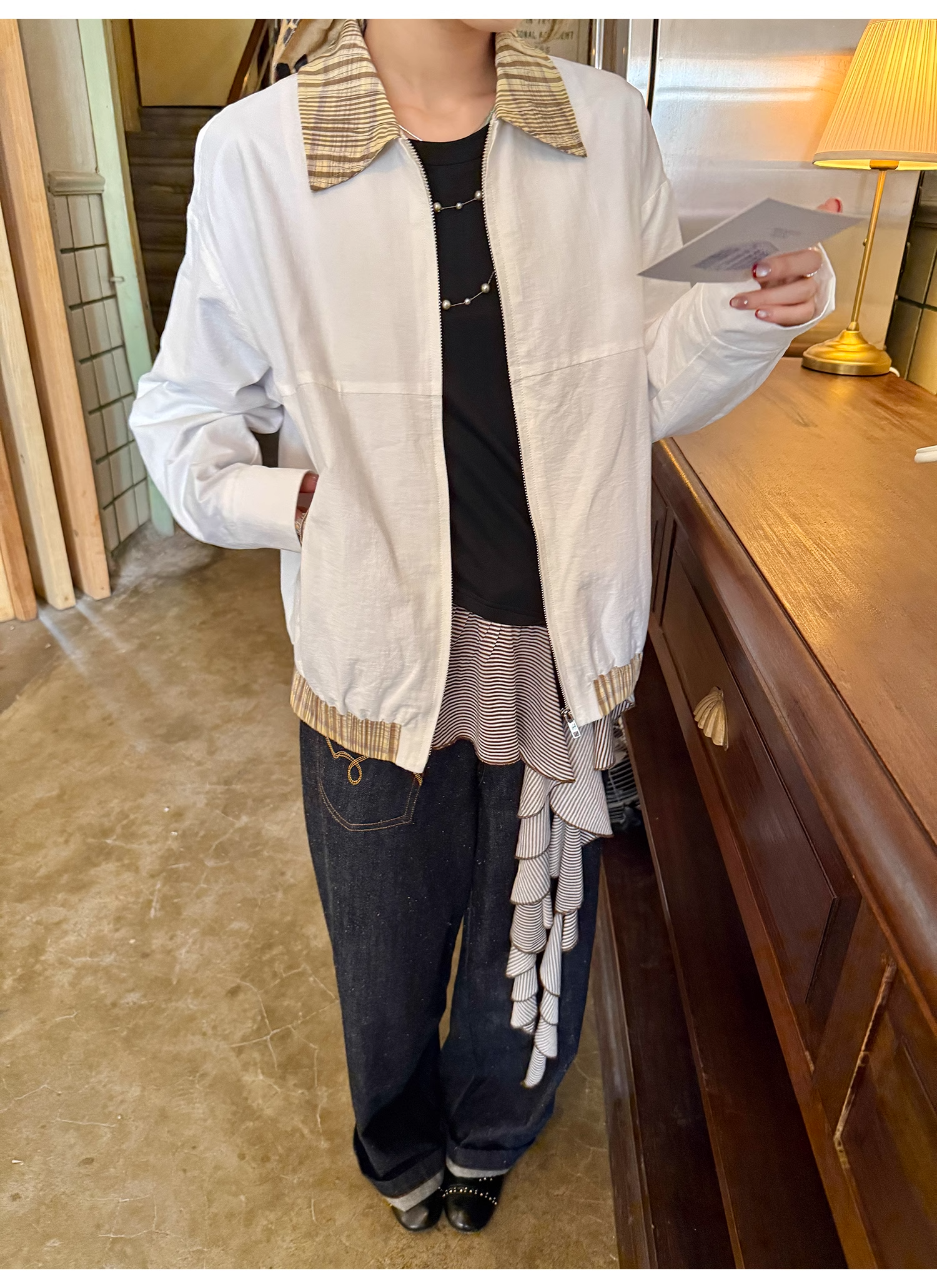 LelyMooch  ヴィンテージ風　 ラペル襟ジャケット  LEM102