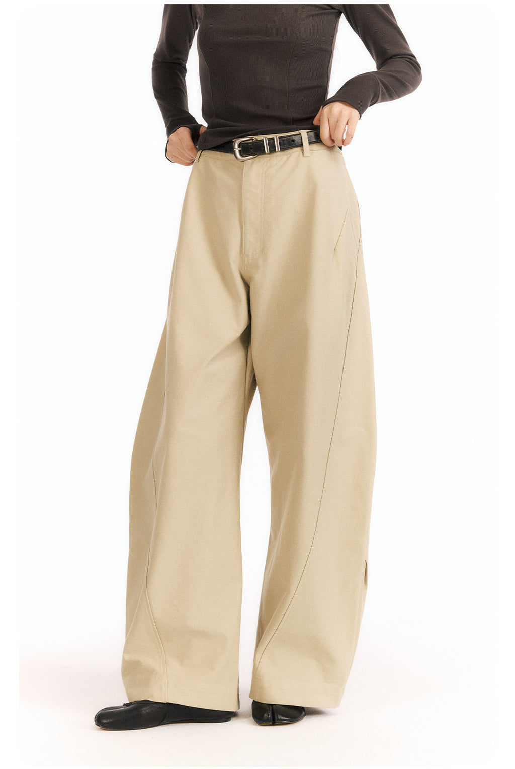 LOM030 Stesso modello Pantaloni ampi a curva 3D resistenti alle rughe e rinfrescanti al tatto LOM060
