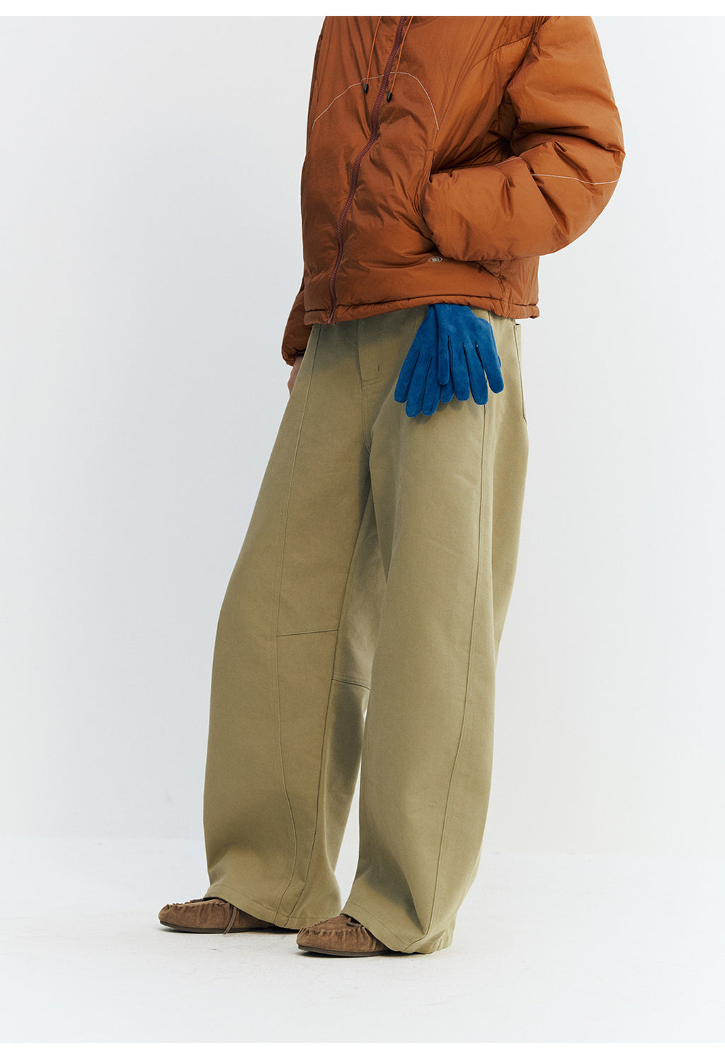 カーブ切替デザイン ツイルバレルパンツ  LOM050