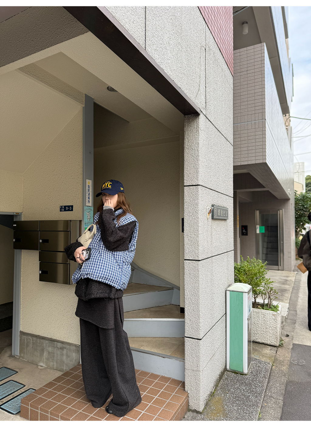 LelyMooch ギンガムチェック スタンドカラー ダウンベスト  LEM291